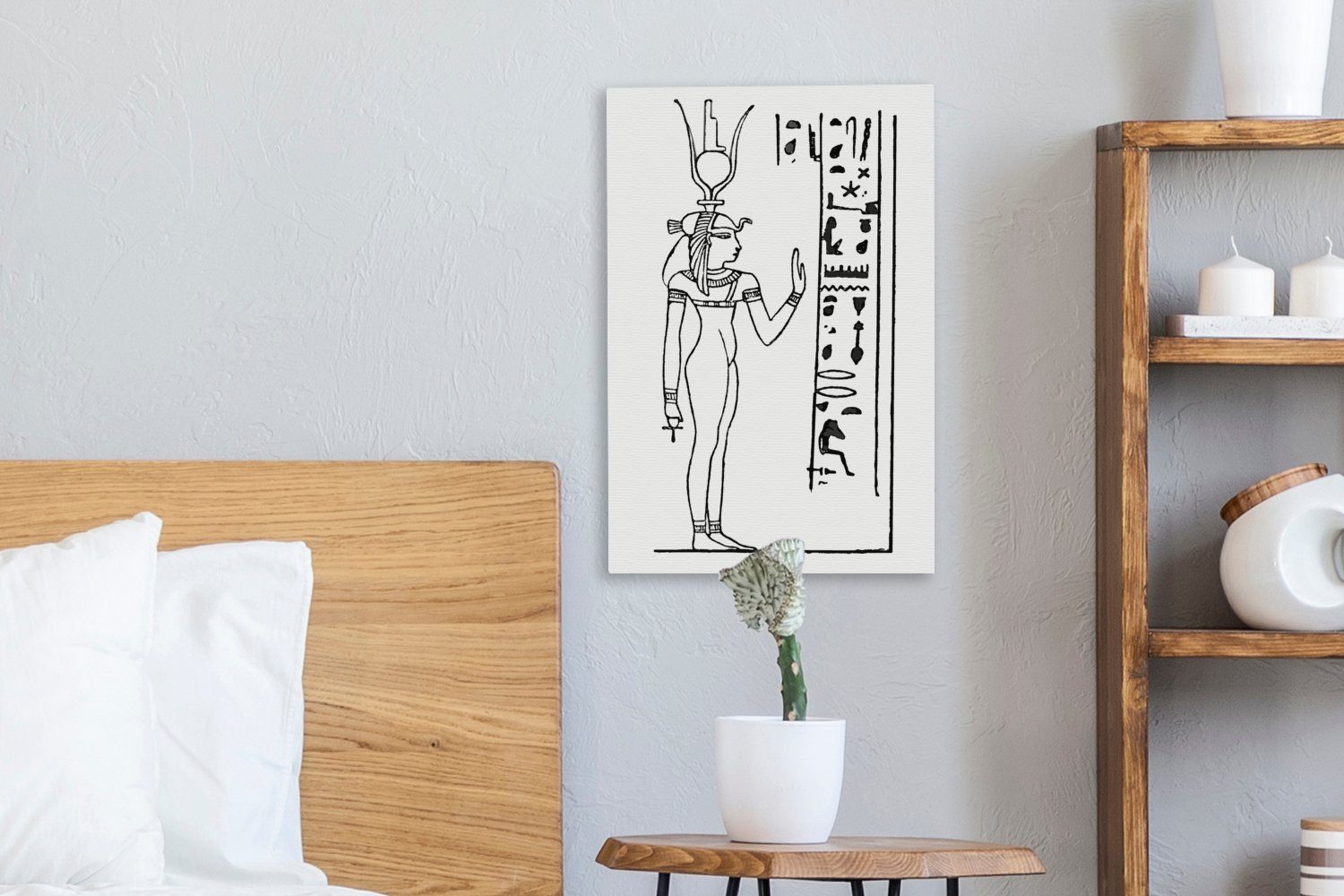 ägyptischen St), Isis, Göttin bespannt fertig Gemälde, inkl. cm Leinwandbild OneMillionCanvasses® der 20x30 (1 Leinwandbild Illustration Zackenaufhänger,