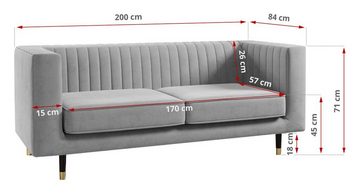MKS MÖBEL Sofa ELMO 3, Ein Dreisitzer-Sofa, mit hohen Beinen, Modern Stil, für Wohnzimmer