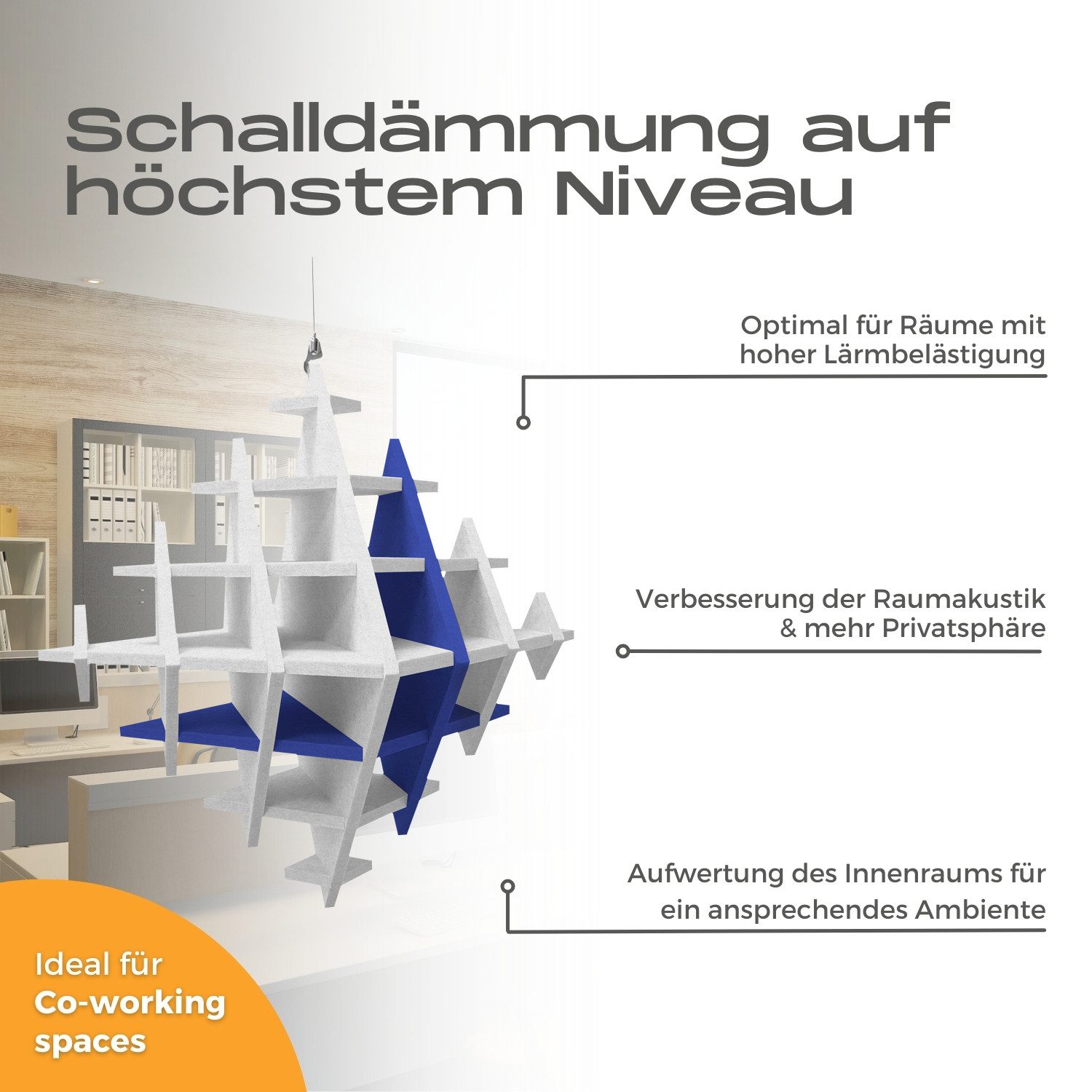 platino24 Schallschutzpaneel platino24 "CUBO" 3D-Akustik-Objekt Würfel für optimale Raumakustik, lärmreduzierend, langlebig, geniale Steckverbindung ohne Kleber