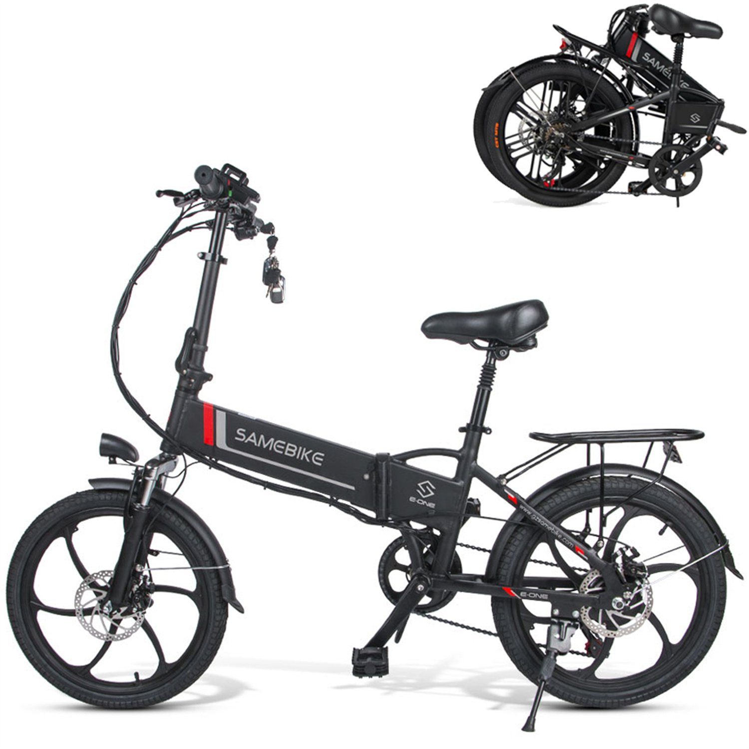 Fangqi E-Bike »20LVXD30 20Zoll Elektrofahrrad,Shimano 7-Gang, Lithium-Akku  48V/10Ah«, (3.5 Zoll LED-Zähler, max 25 km/h, max Reichweite Im  Hilfsenergiemodus 70kg), Herausnehmbarer Lithium-Ionen-Akku