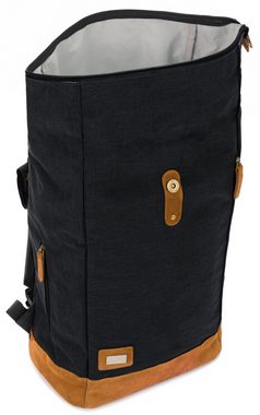 Fillikid Wickelrucksack Berlin, schwarz melange, inkl. Wickelauflage