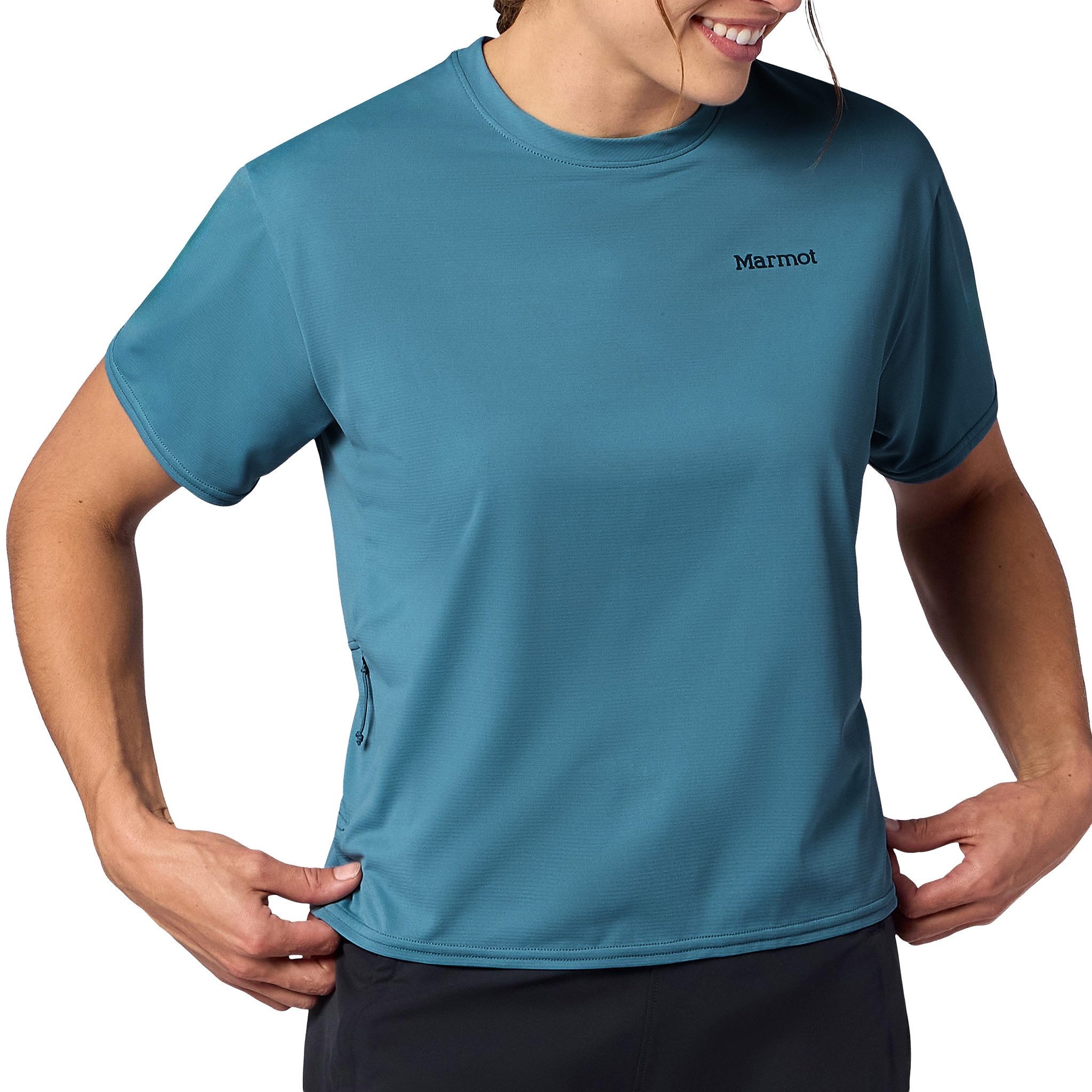 Marmot Funktionsshirt AirExchange UPF 50 Crew Short-Sleeve mit versteckter Reißverschlusstasche