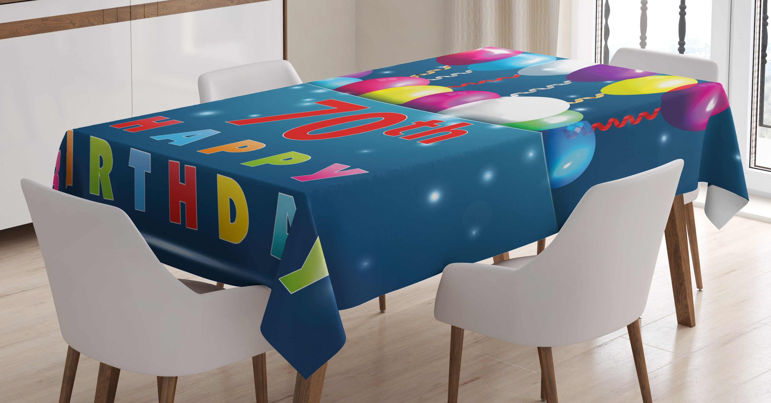 Abakuhaus Tischdecke Farbfest Waschbar Für den Außen Bereich geeignet Klare Farben, Bunt Luftballons Party Items
