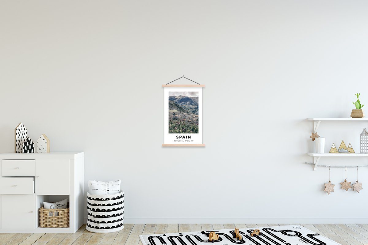MuchoWow Poster Spanien - St), - Berge, Wohnzimmer, für Posterleiste, Bilderleiste, Textilposter Magnetisch Blumen (1