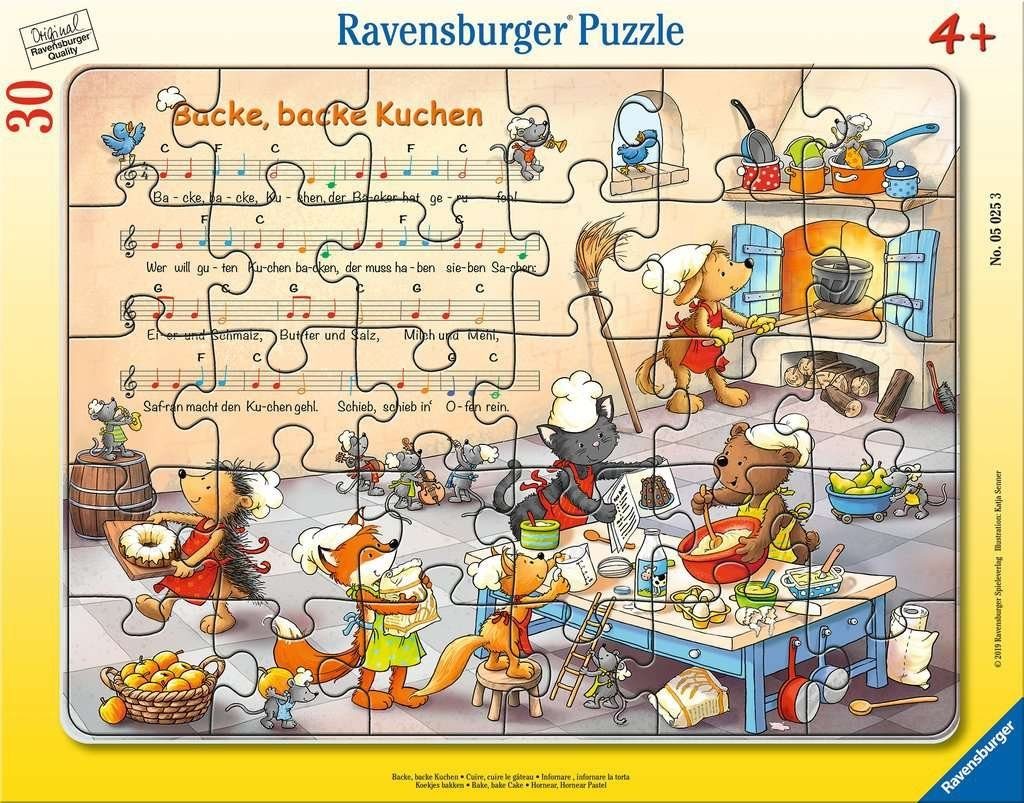 Ravensburger Rahmenpuzzle Rahmenpuzzle Backe, backe Kuchen 30 Teile, 30 Puzzleteile