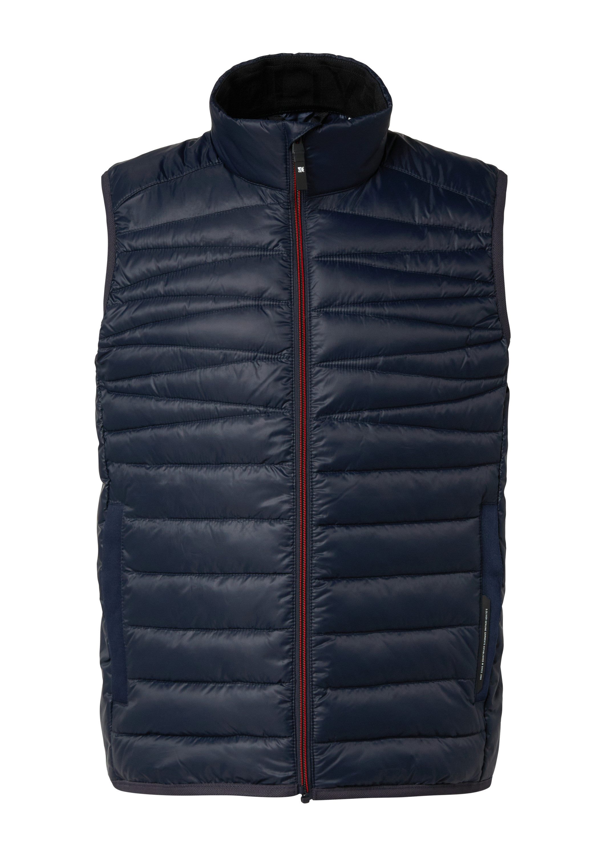 s.Oliver Outdoorjacke Outdoor-Weste Leichte Steppweste mit Stehkragen und Kontrast-Details