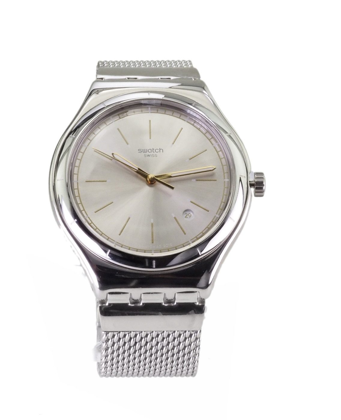 Swatch Quarzuhr Swatch Damen Quarz Uhr YWS419GB MESH-UP X93, (Gold)