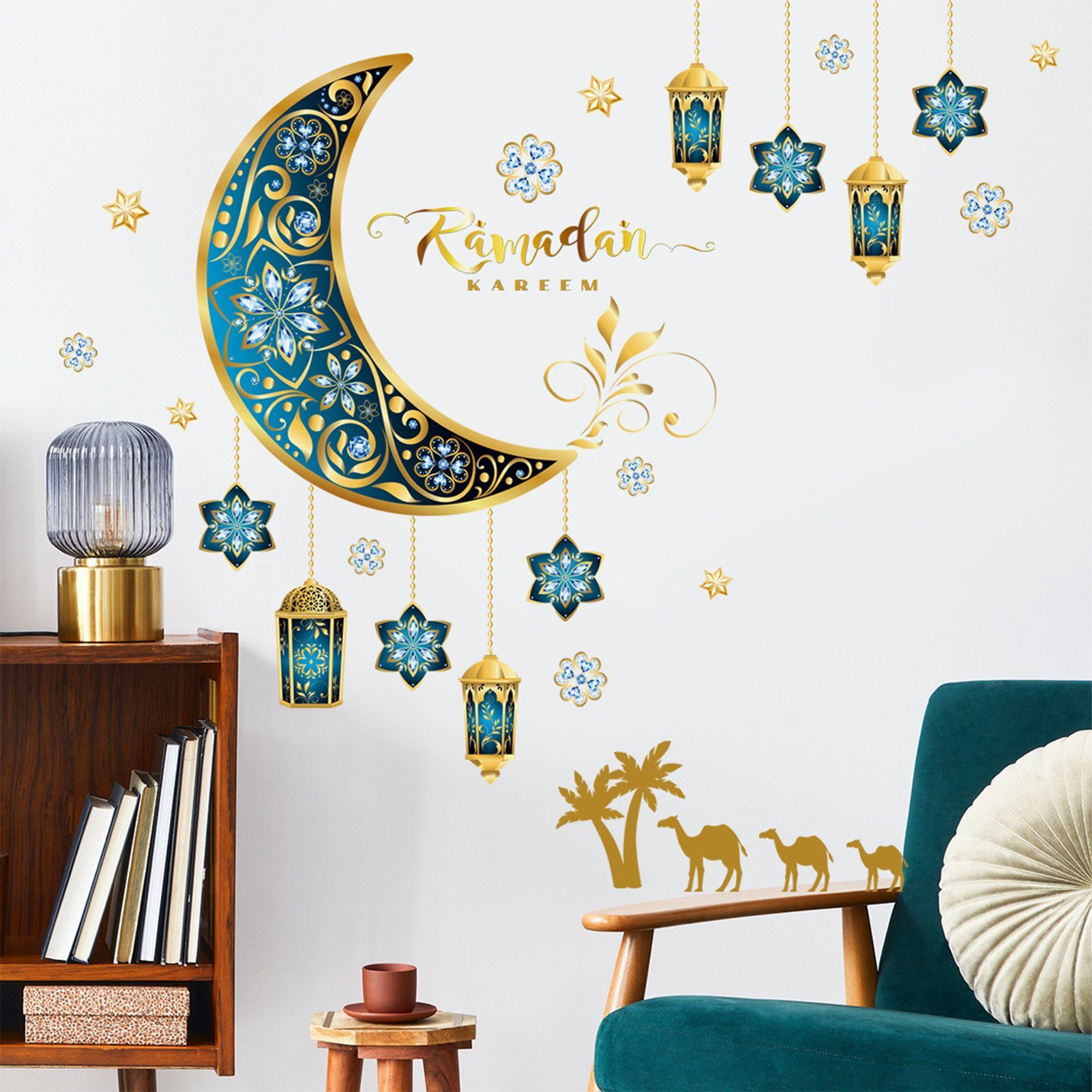 Rutaqian Wandsticker Eid al-Fitr Mondlicht Wandaufkleber, islamisches Fest  Dekoration