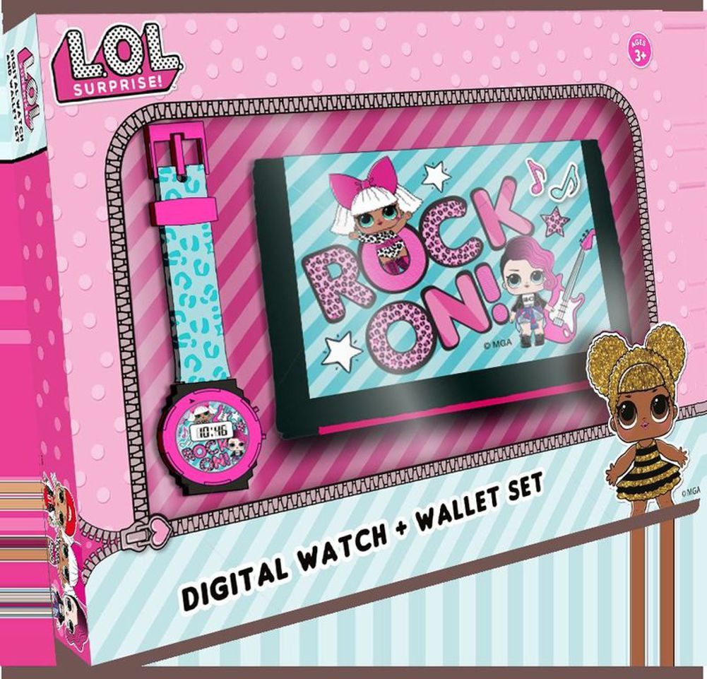 L.O.L. SURPRISE! Digitaluhr Kinder Armbanduhr + Portmonee Mädchen Set, (Packung, 2-tlg., Arnbanduhr mit Portmonee)