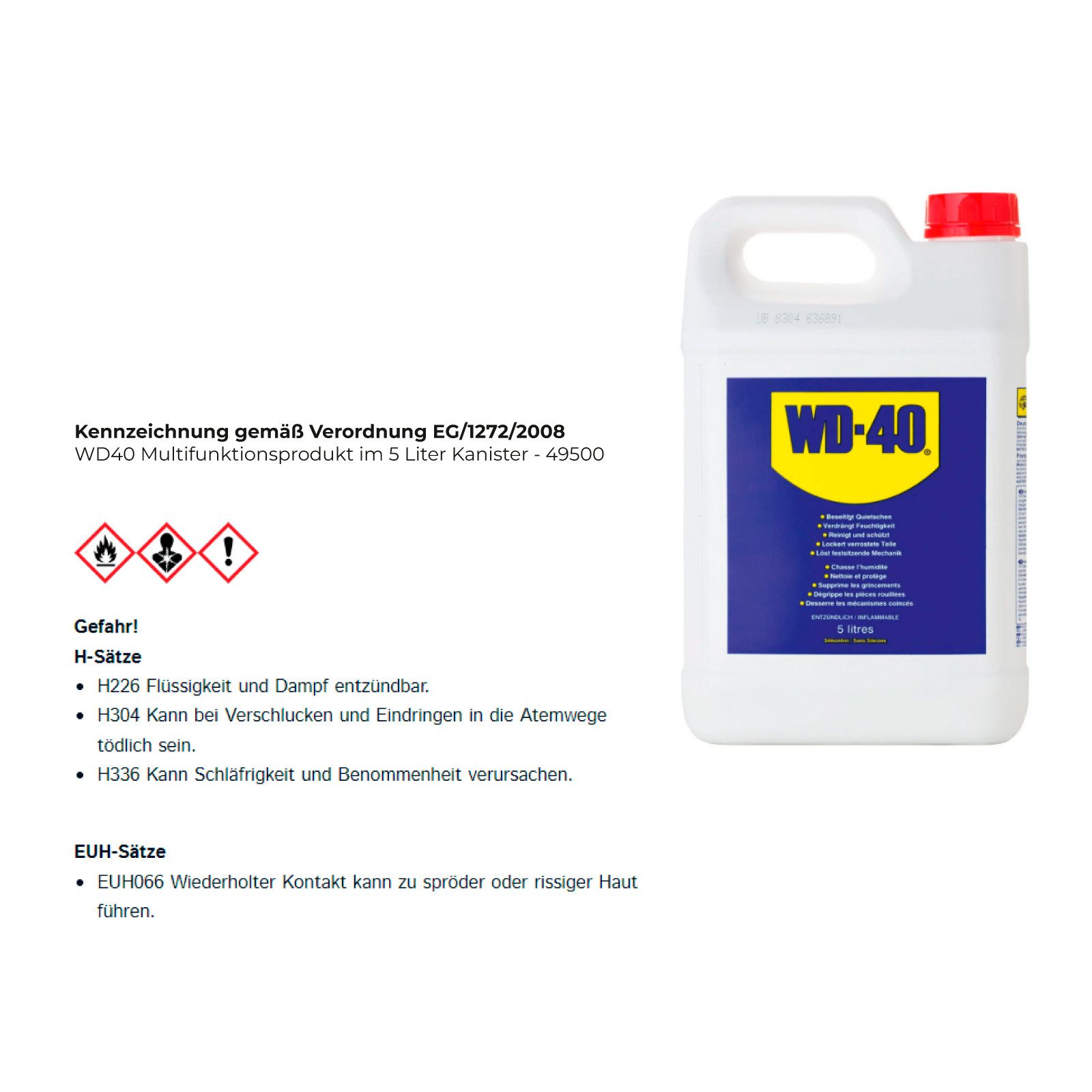Universalöl WD40 Multifunktionsprodukt im 5 Liter Kanister - 49500