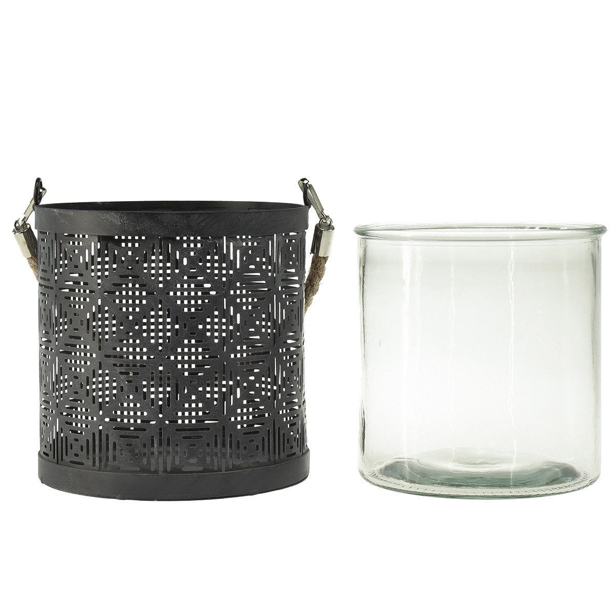 Viana Windlicht 2er-Set Windlichter aus Metall mit Henkel - Dekorative Laternen in