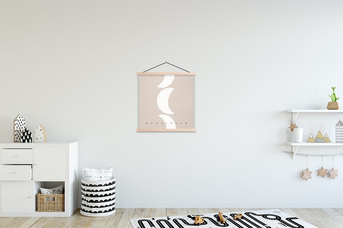 MuchoWow Poster Mond - Pastell - Text - Zitate, (1 St), Posterleiste, Textilposter für Wohnzimmer, Bilderleiste, Magnetisch