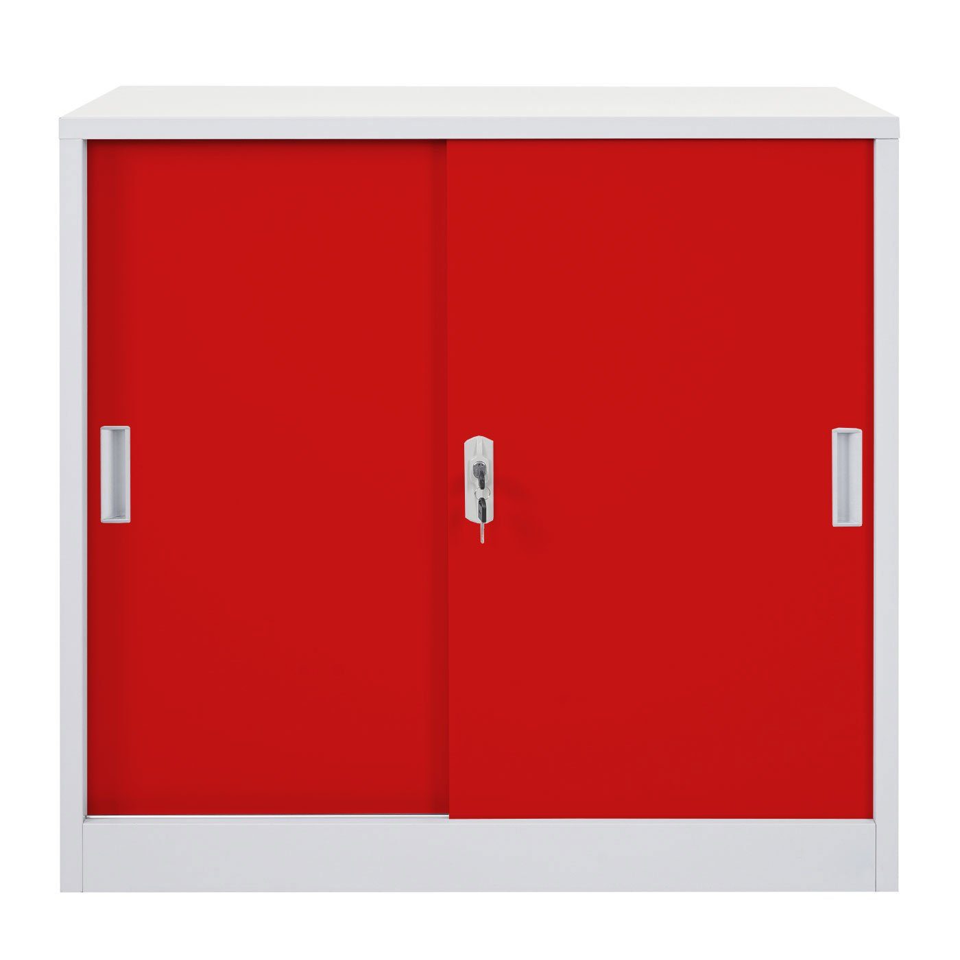 MCW rot MCW-F41 Schlüssel inklusive, Schiebetüren, 2 2 1 Aktenschrank Metallschrank, Regalboden