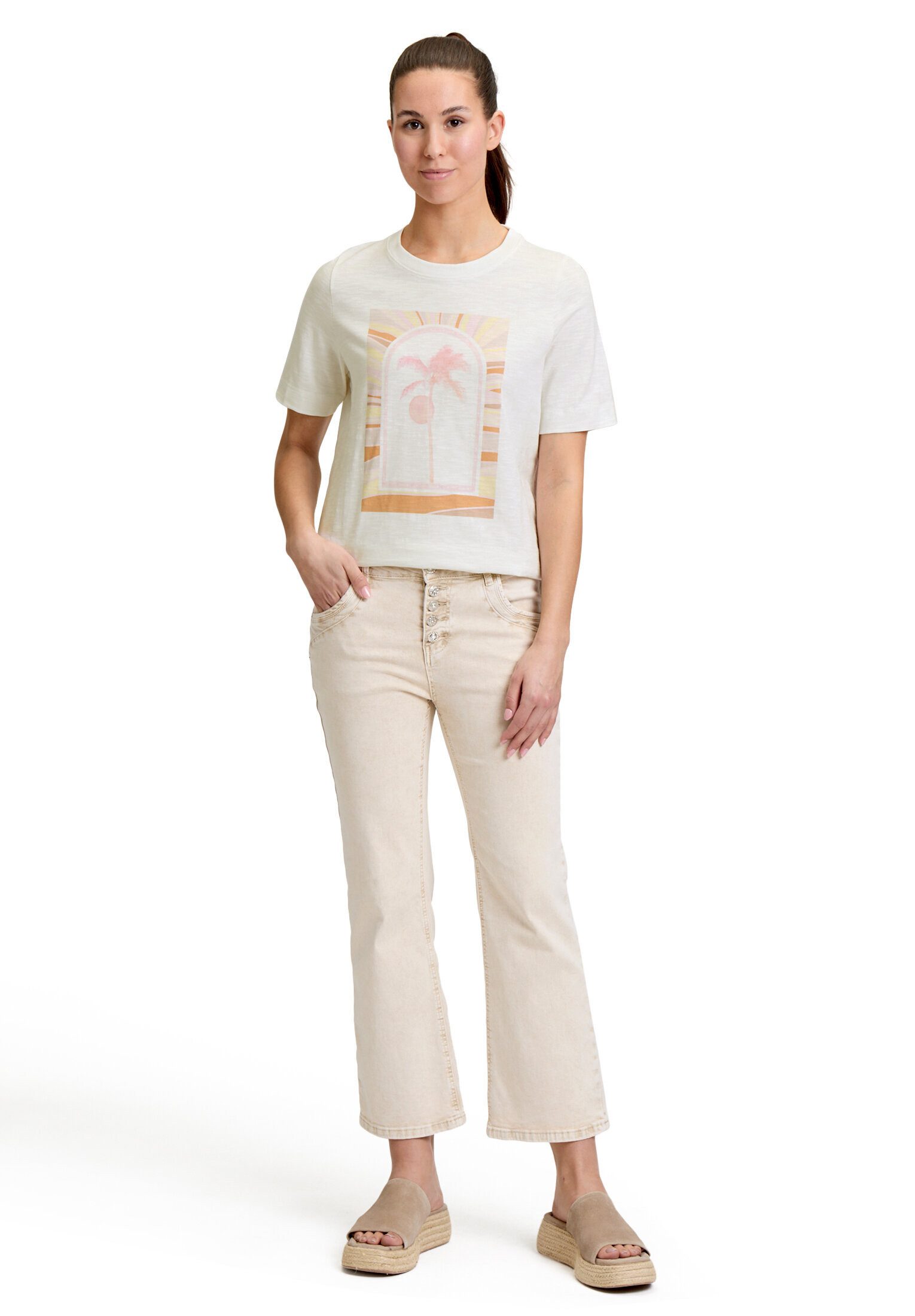 Cartoon Kurzarmshirt Damen mit Rundhalsausschnitt (1-tlg) Placement