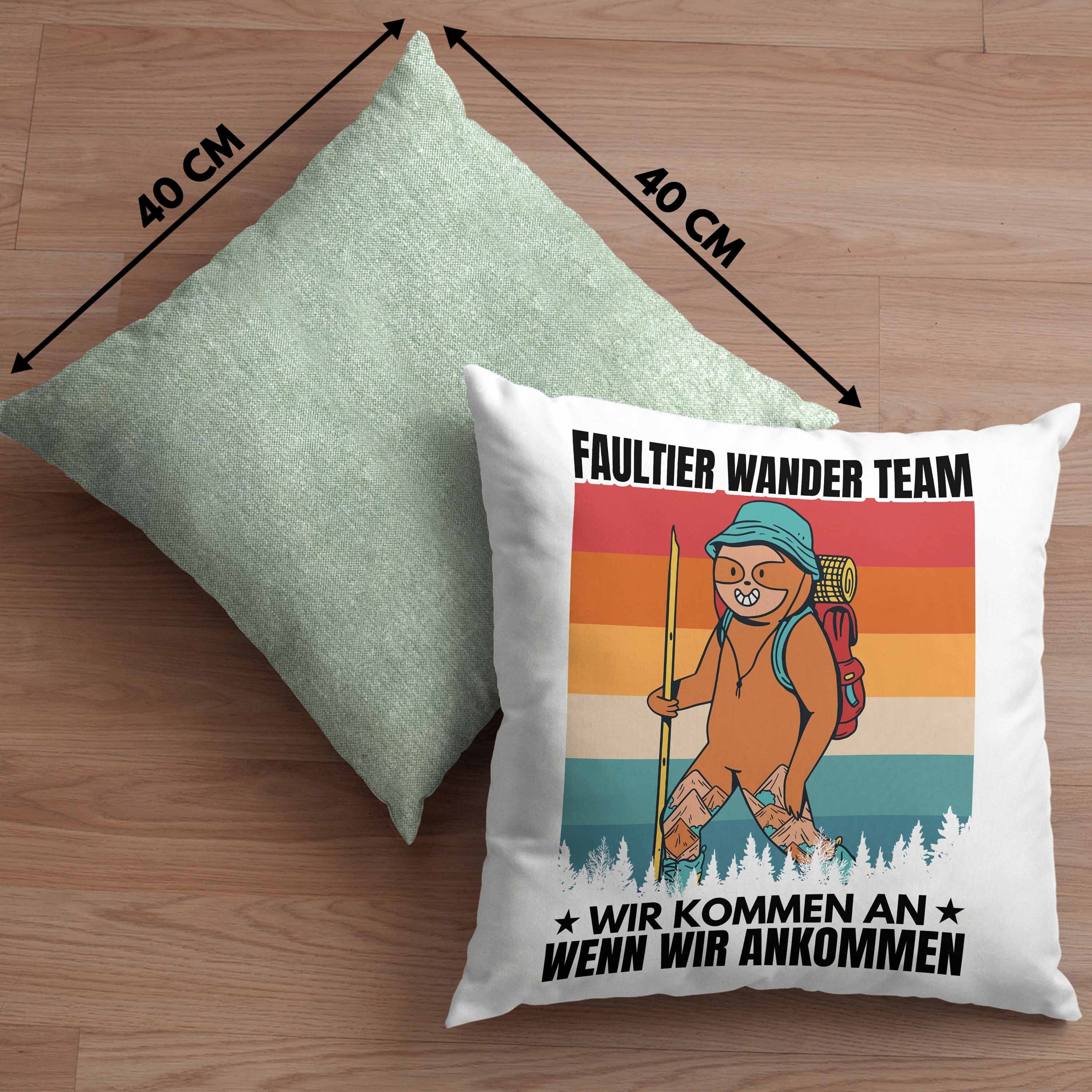 Kissen Gessch Dekokissen Grün Trendation Team Faultier Wander Füllung Geschenk 40x40 - Faultier Geschenke Wander mit Trendation Dekokissen