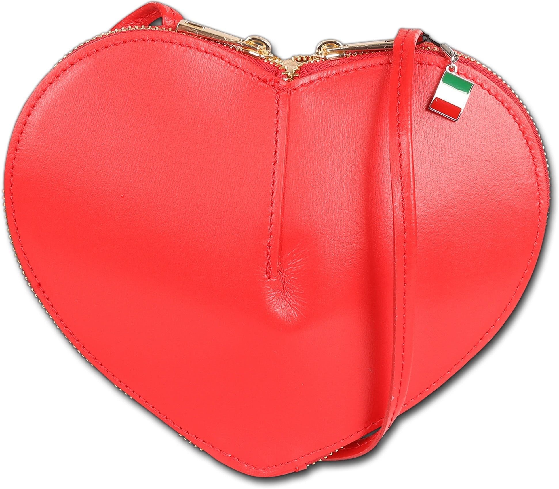 FLORENCE Umhängetasche Florence Damen Umhängetasche Leder Herz (Umhängetasche, Umhängetasche), Damen Tasche Echtes Leder rot, Herz, Made-In Italy