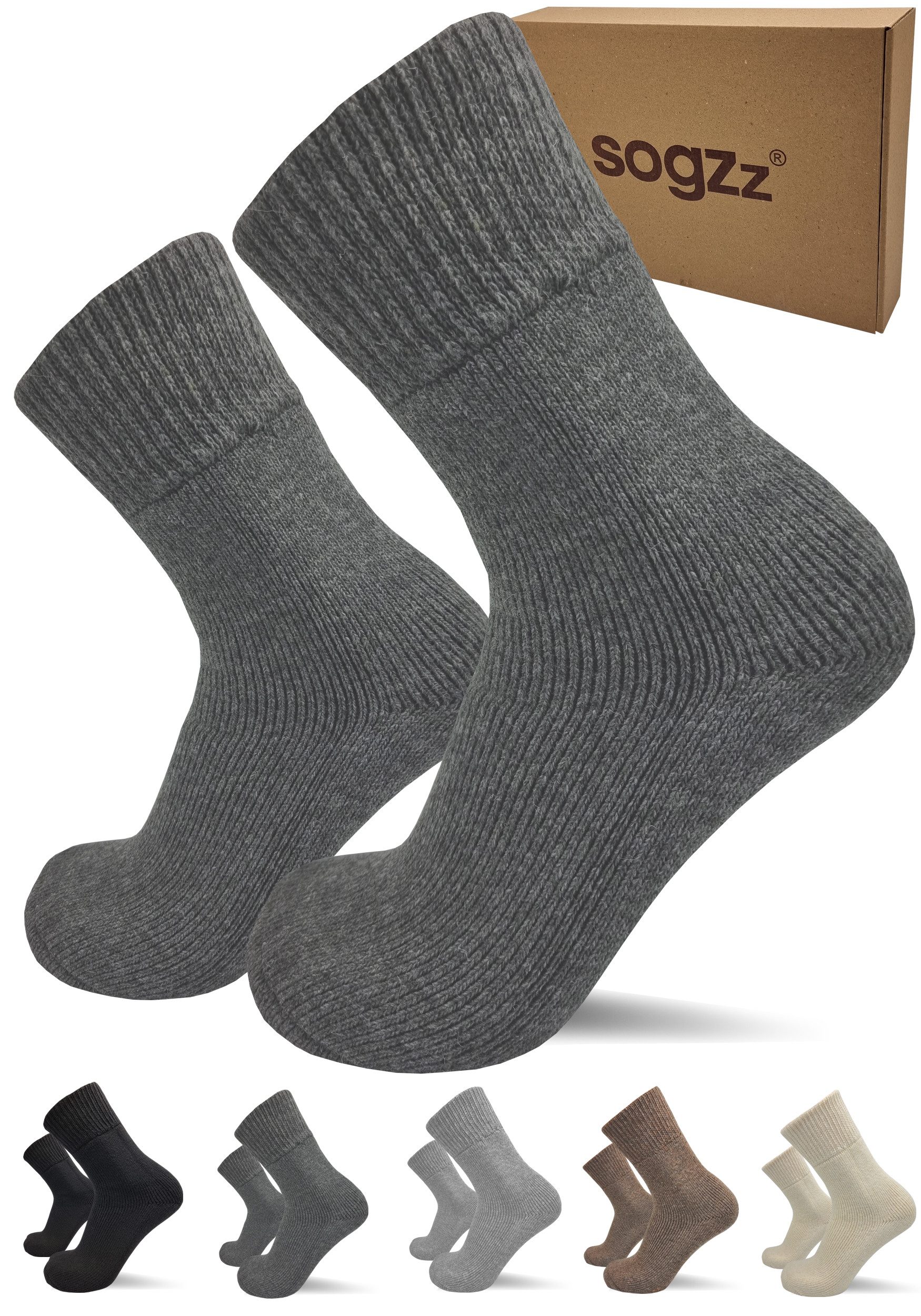 sogzz Diabetikersocken 2 Paar warme Wintersocken aus Premium Schafwolle, Herren Damen Winter (Socken Wolle - Diabetic Winter FX PRO, 2-Paar)