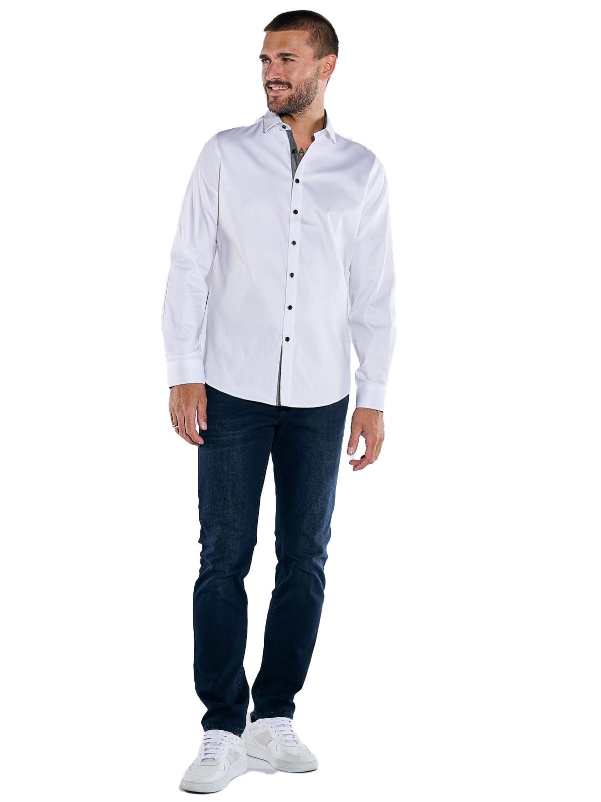 emilio adani Langarmhemd Herren Langarm-Hemd "My Favorite", Reinweiss