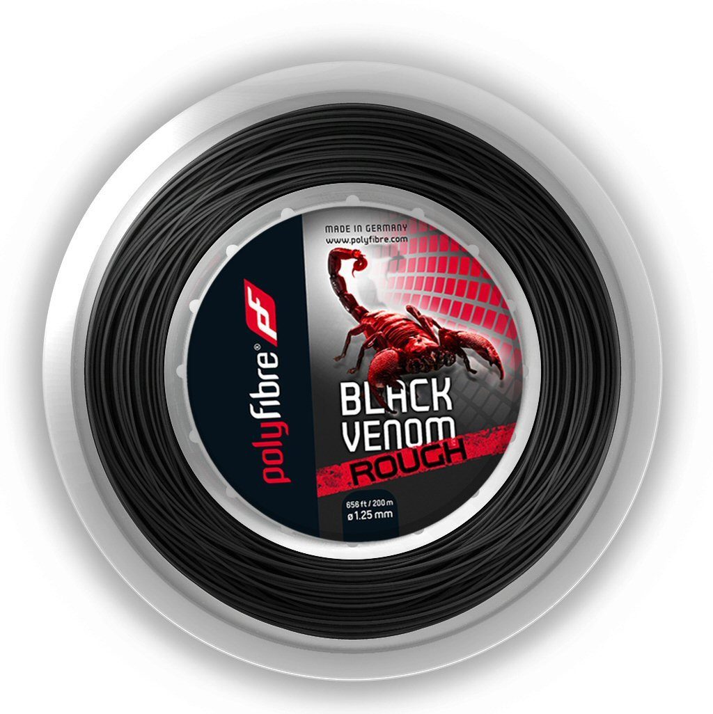 Tennissaite Black Venom Rough (Haltbarkeit+Spin) schwarz 200m Rolle