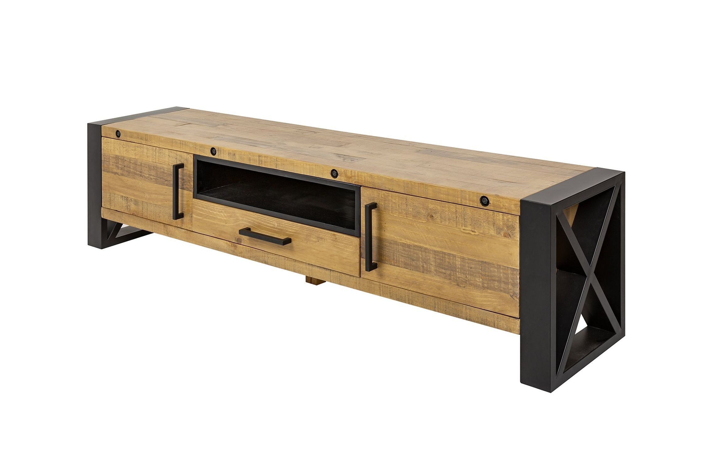 Licht-Erlebnisse TV-Board LORIA, 200 cm breit Schublade Kufengestell Industrial Design XXL