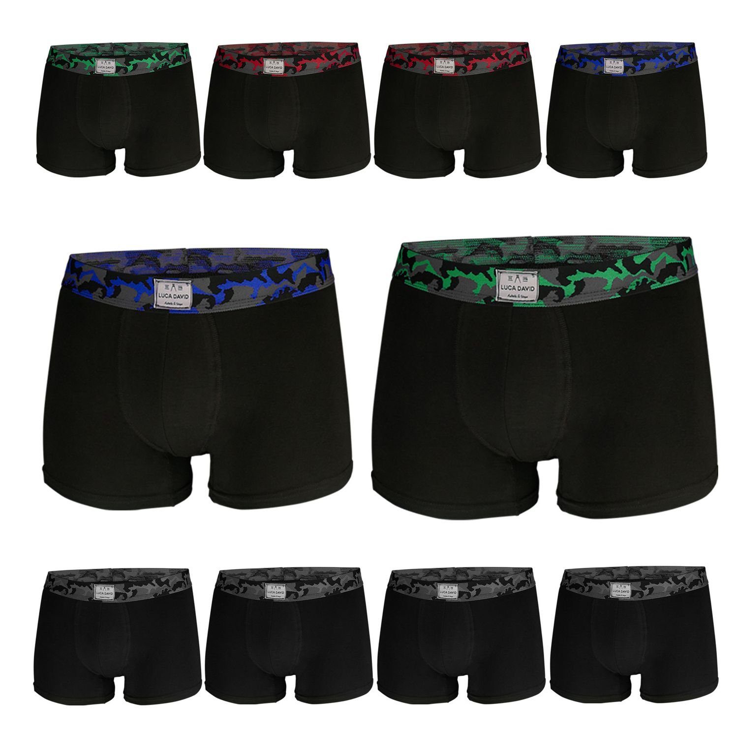 Luca David Boxershorts (10-St) ohne Eingriff im 10er Pack