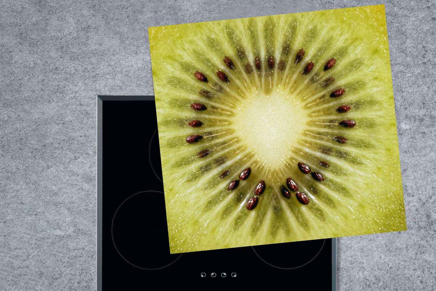 MuchoWow Herdblende-/Abdeckplatte Kiwi - küche - Frucht, Vinyl, für 78x78 (1 Ceranfeldabdeckung, cm, tlg), Arbeitsplatte Herz
