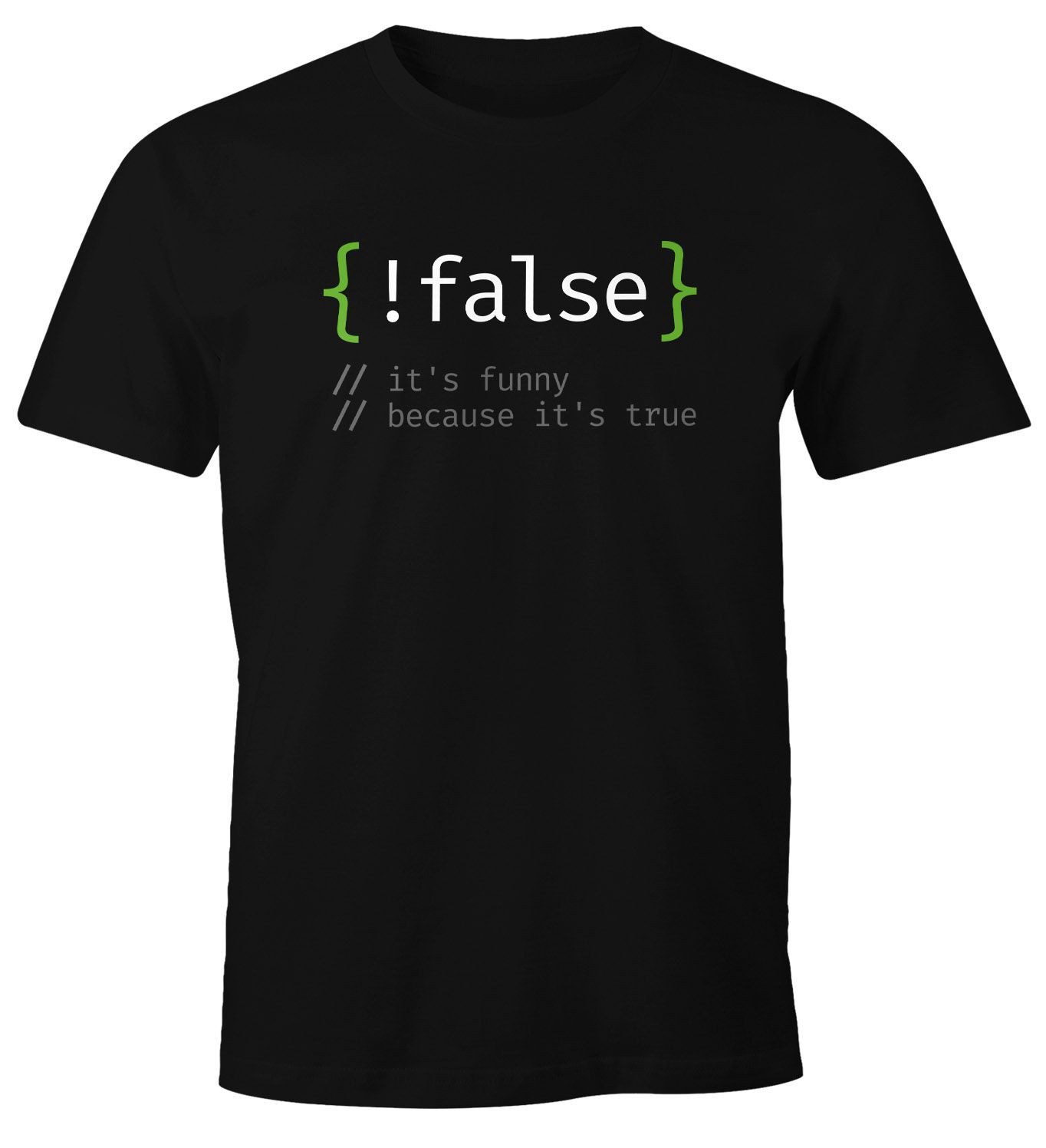 MoonWorks Print-Shirt Herren T-Shirt Programmierer Informatiker Witz False True Fun-Shirt mit Print