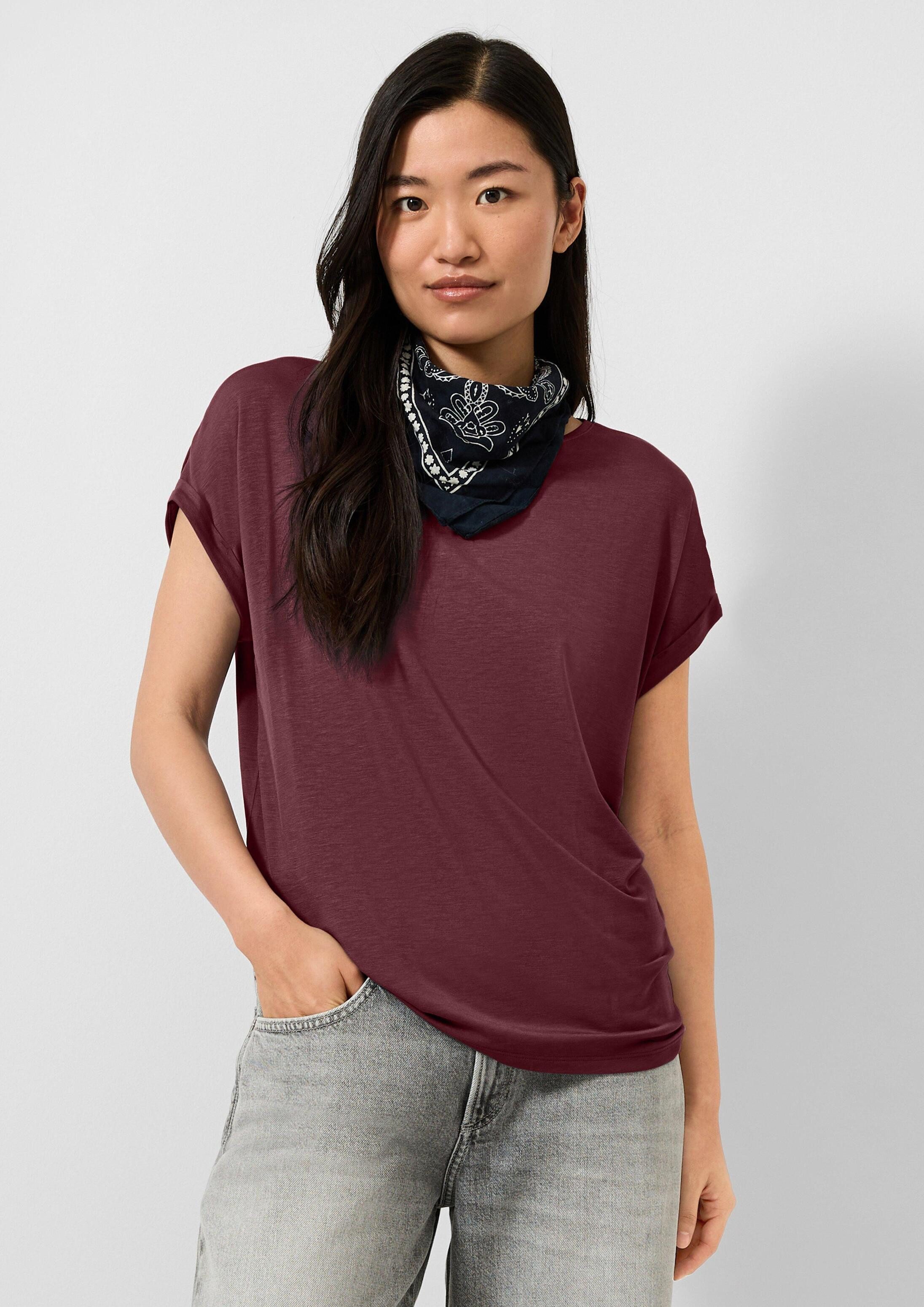 QS Kurzarmshirt T-Shirt T-Shirt aus Lyocellmix