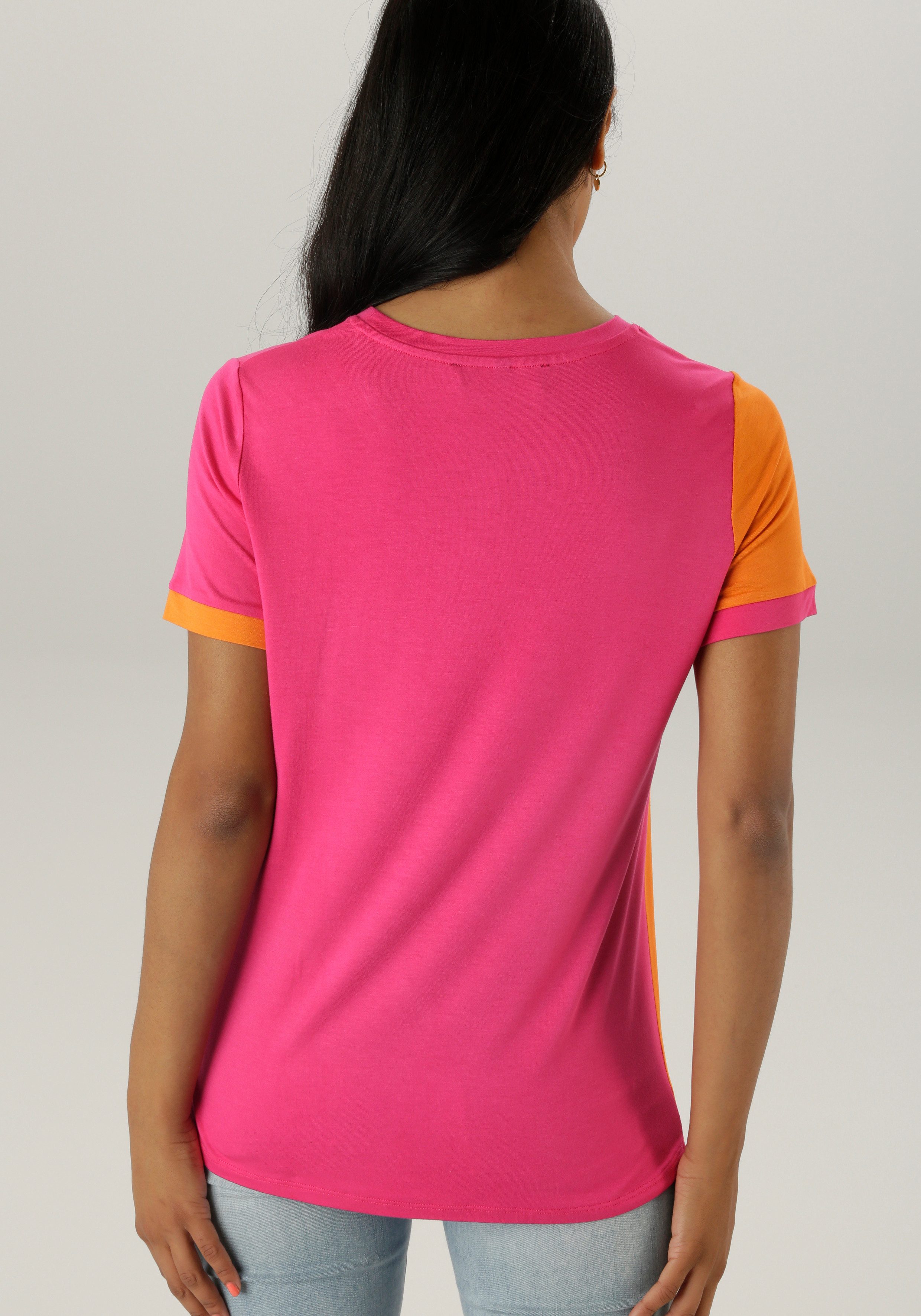 Aniston SELECTED T-Shirt mit trend- und farbstarken Colorblock günstig online kaufen