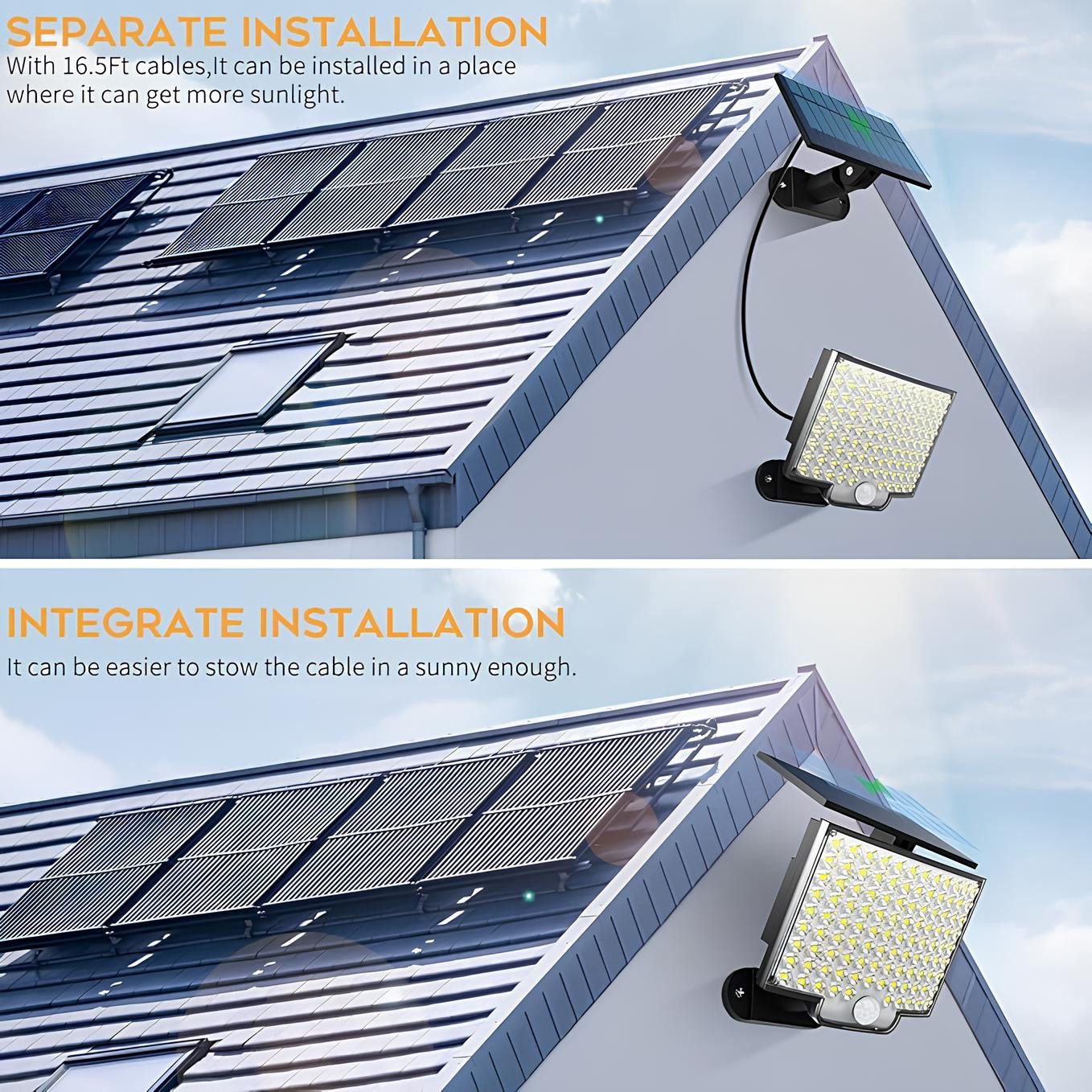 Athlix LED Solarleuchte LED Solarleuchte Solarlampe für Außen mit Fernbedienung, LED fest integriert, Außenlampe mit Bewegungsmelder, IP65 Wasserdicht, 5m Kabel