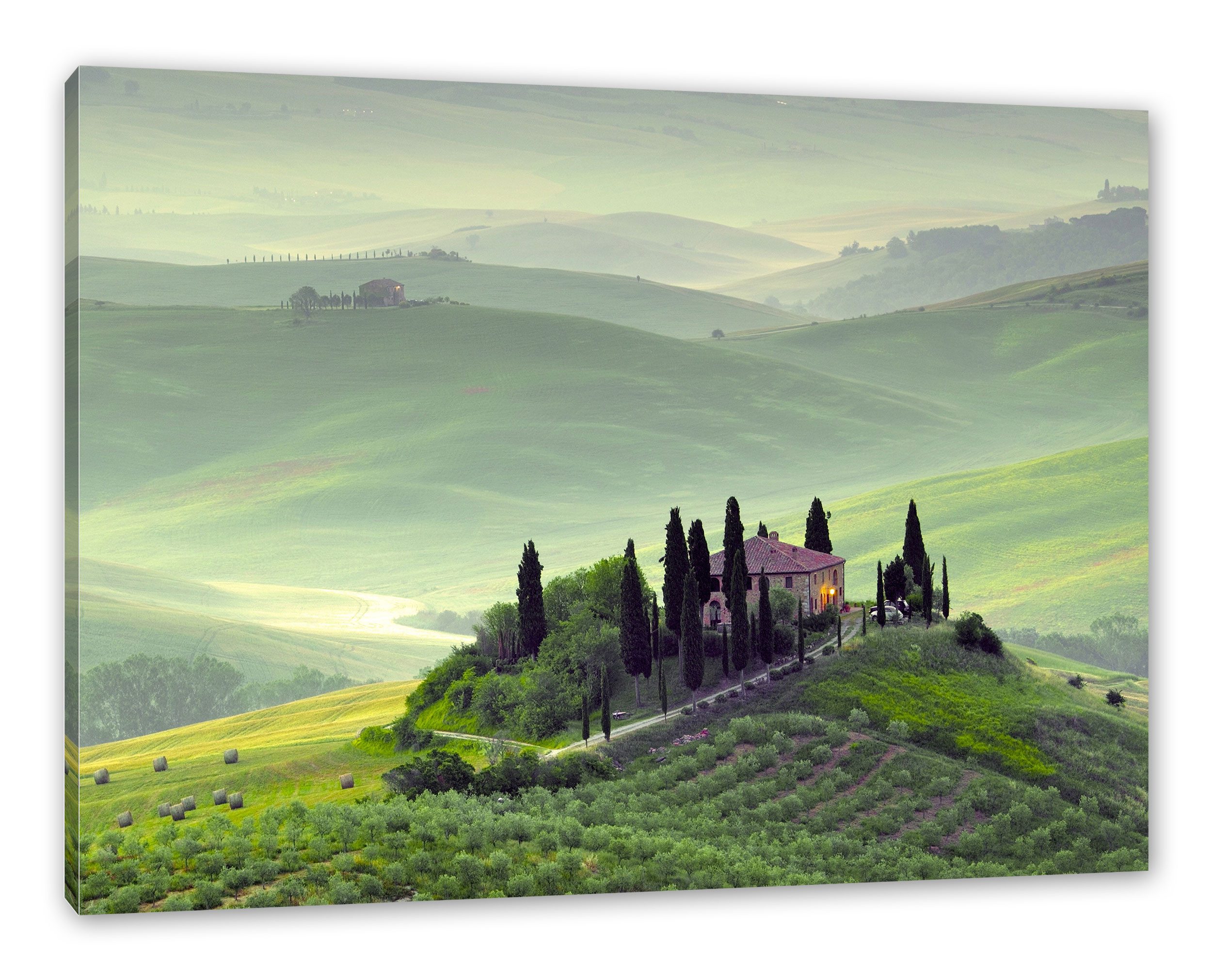 Pixxprint Leinwandbild Wunderschöne Toskana Landschaft, Wunderschöne Toskana Landschaft (1 St), Leinwandbild fertig bespannt, inkl. Zackenaufhänger