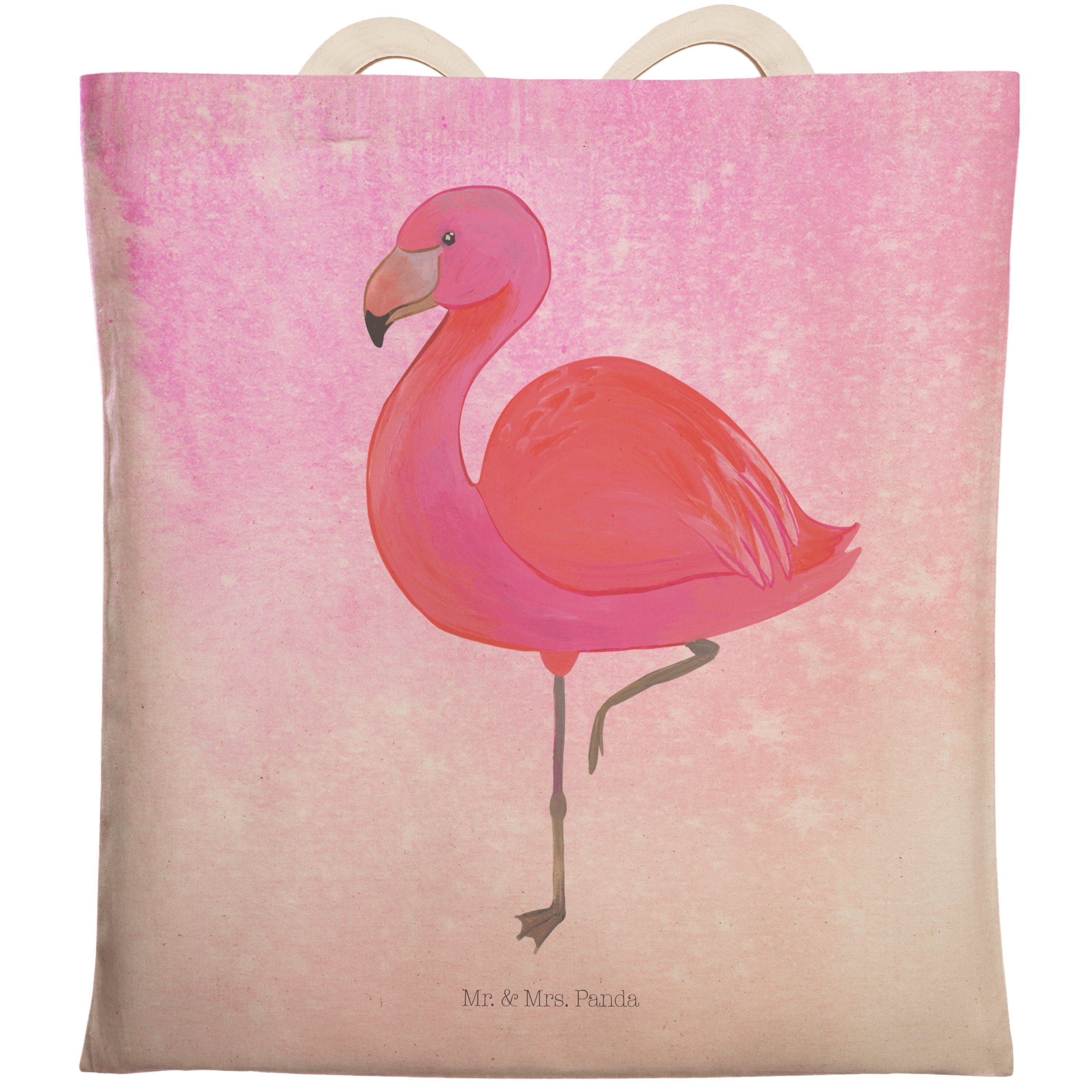 Mr. & Mrs. Panda Tragetasche Flamingo classic - Aquarell Pink - Geschenk, Shopper, Tasche, prächti (1-tlg)