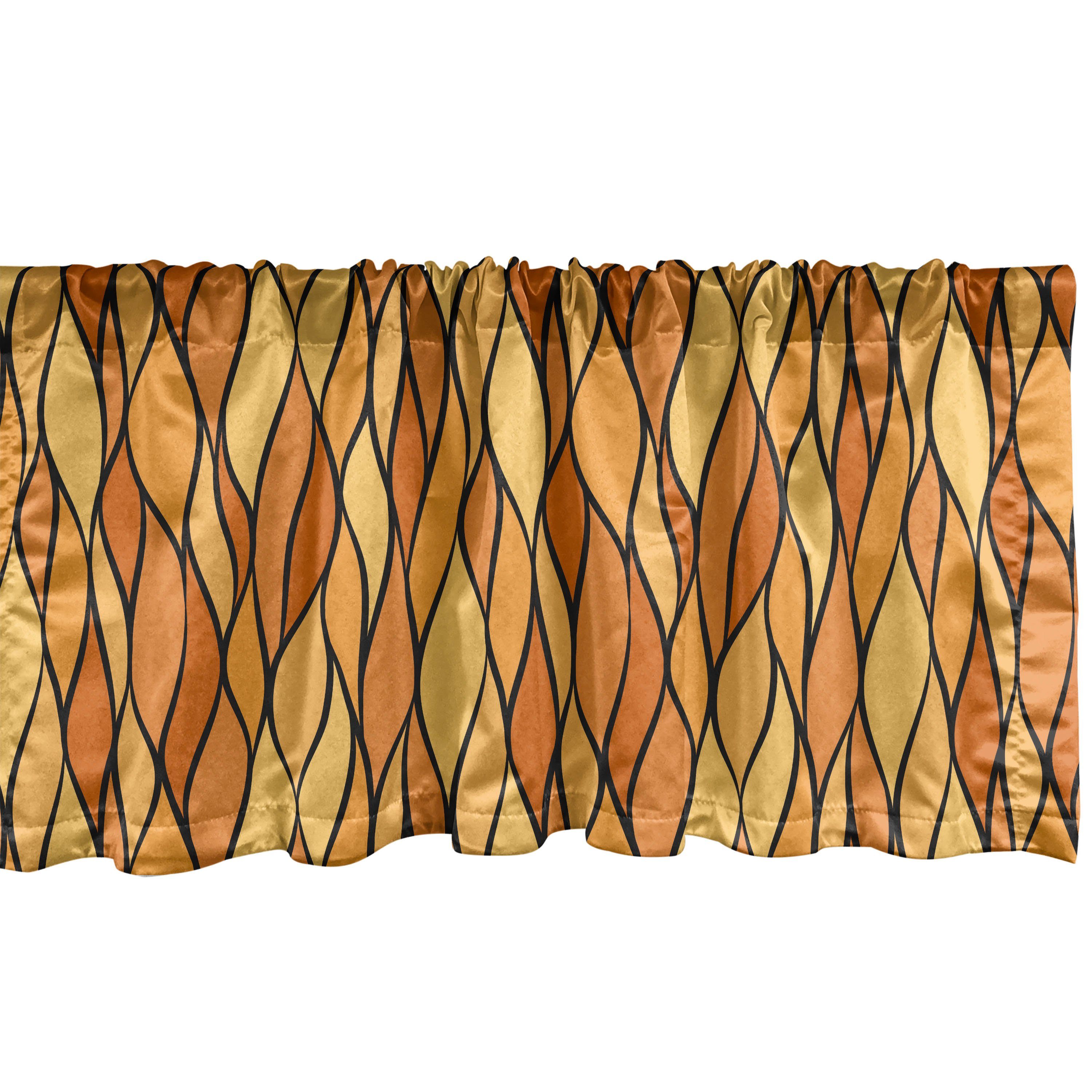 Scheibengardine Vorhang Volant für Küche Schlafzimmer Dekor mit Stangentasche, Abakuhaus, Microfaser, Gelb Braun Abstrakte Mosaik Waves