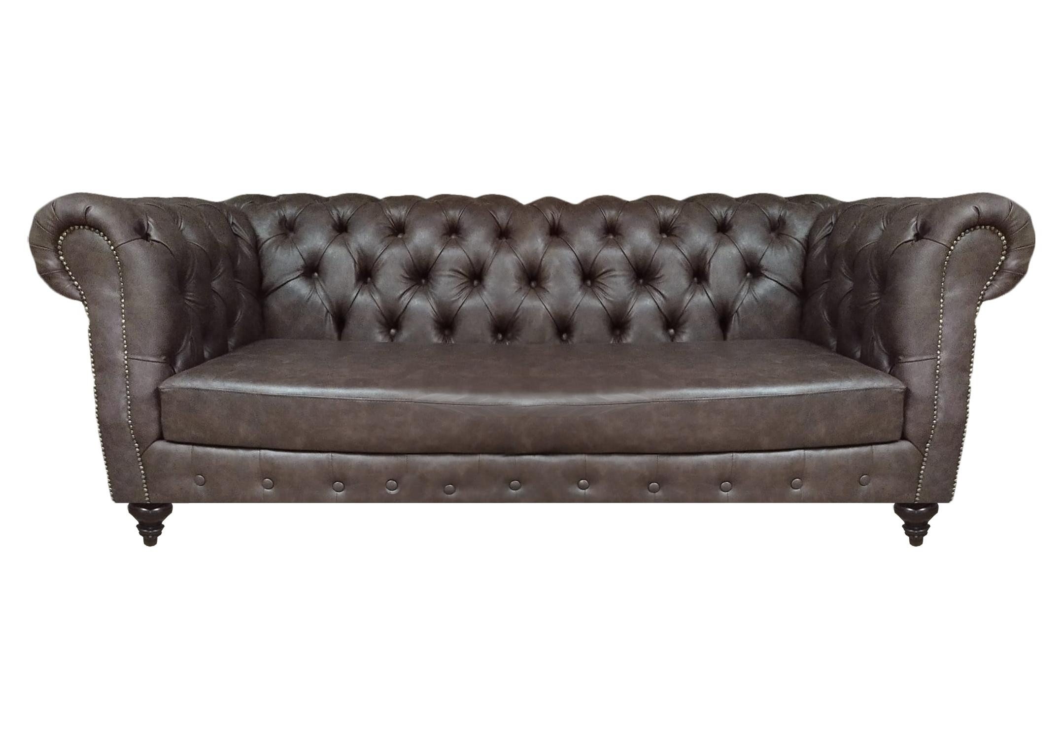 Sofa Chesterfield Couch aus braunem Leder für das Wohnzimmer mit Platz für