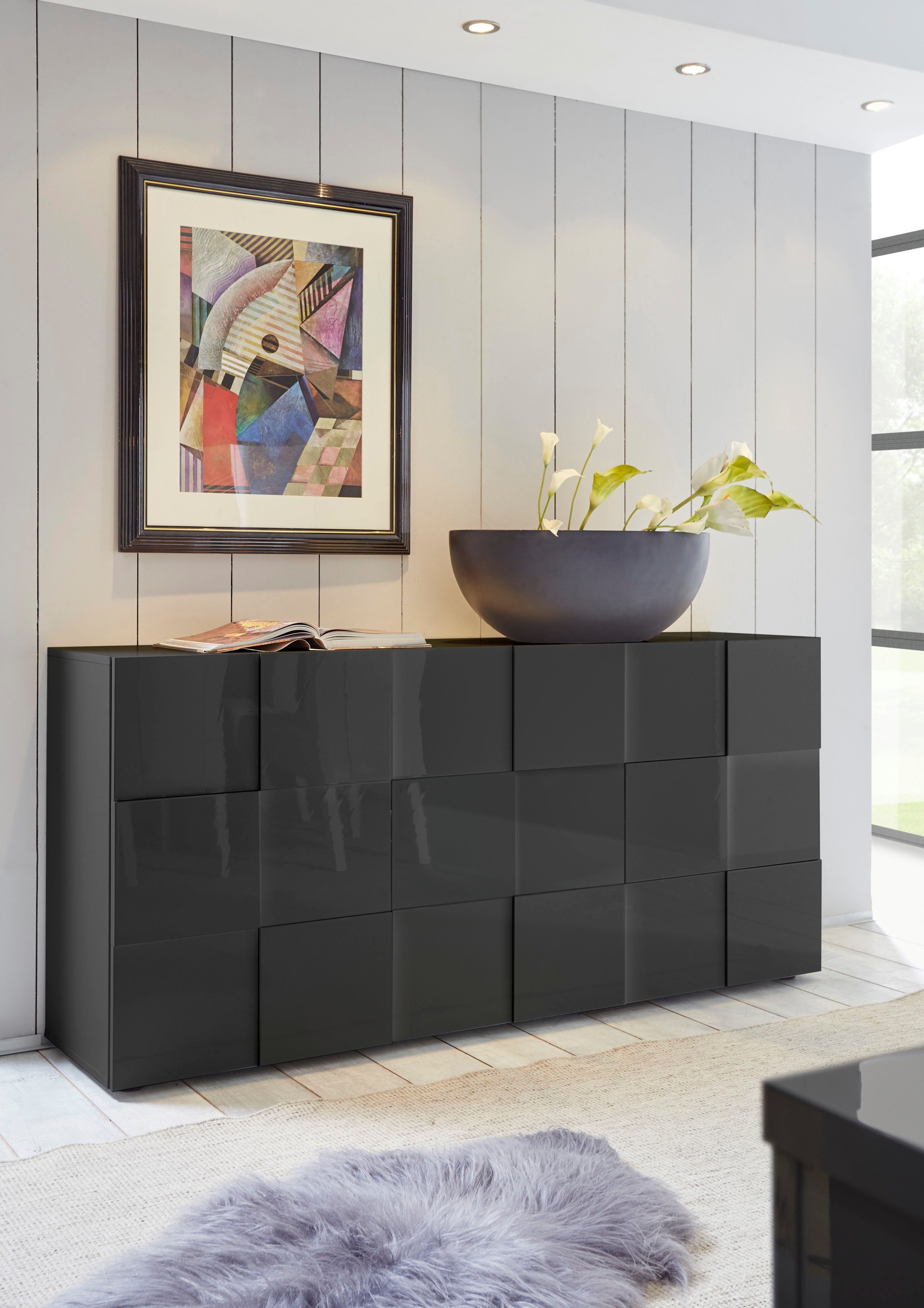 INOSIGN Sideboard Dama Breite 181, Kommode 3 Türen, Anrichte, Front in 3D-O günstig online kaufen