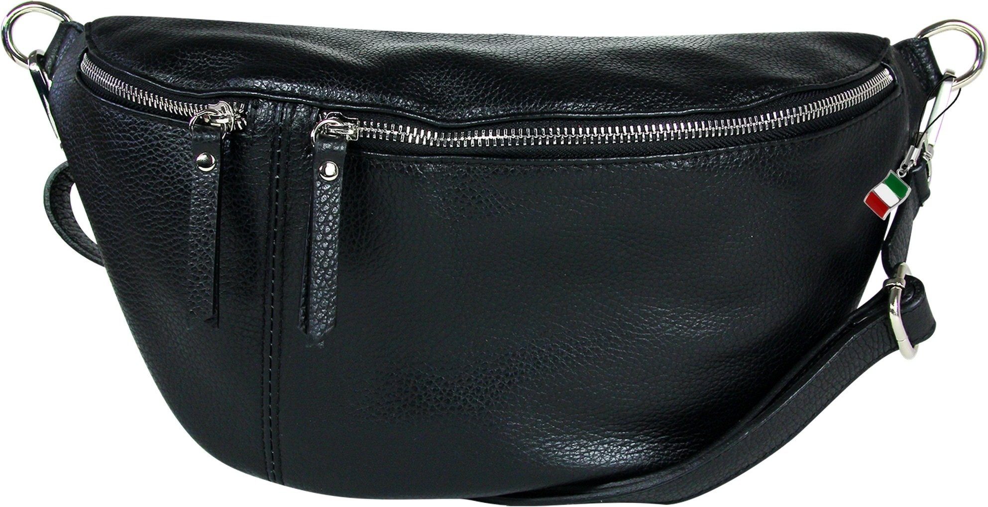 FLORENCE Gürteltasche Florence Echtleder Damen BomBag extra groß (Gürteltasche), Damen Leder Gürteltasche, schwarz ca. 37cm x ca. 20cm