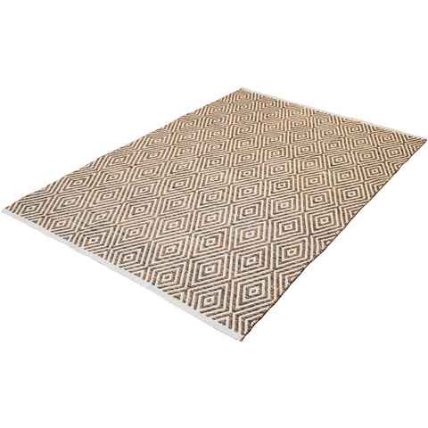 Teppich Tiara, my home, rechteckig, Höhe: 7 mm, mit Rauten-Muster, Teppich aus 100% Baumwolle