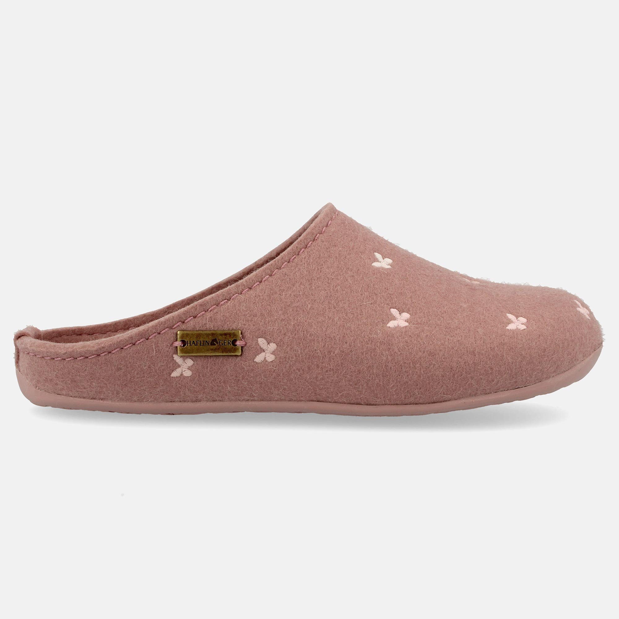 Haflinger Farfalline Filzpantofffeln mit Applikation Schmetterlingsmotiv Hausschuh