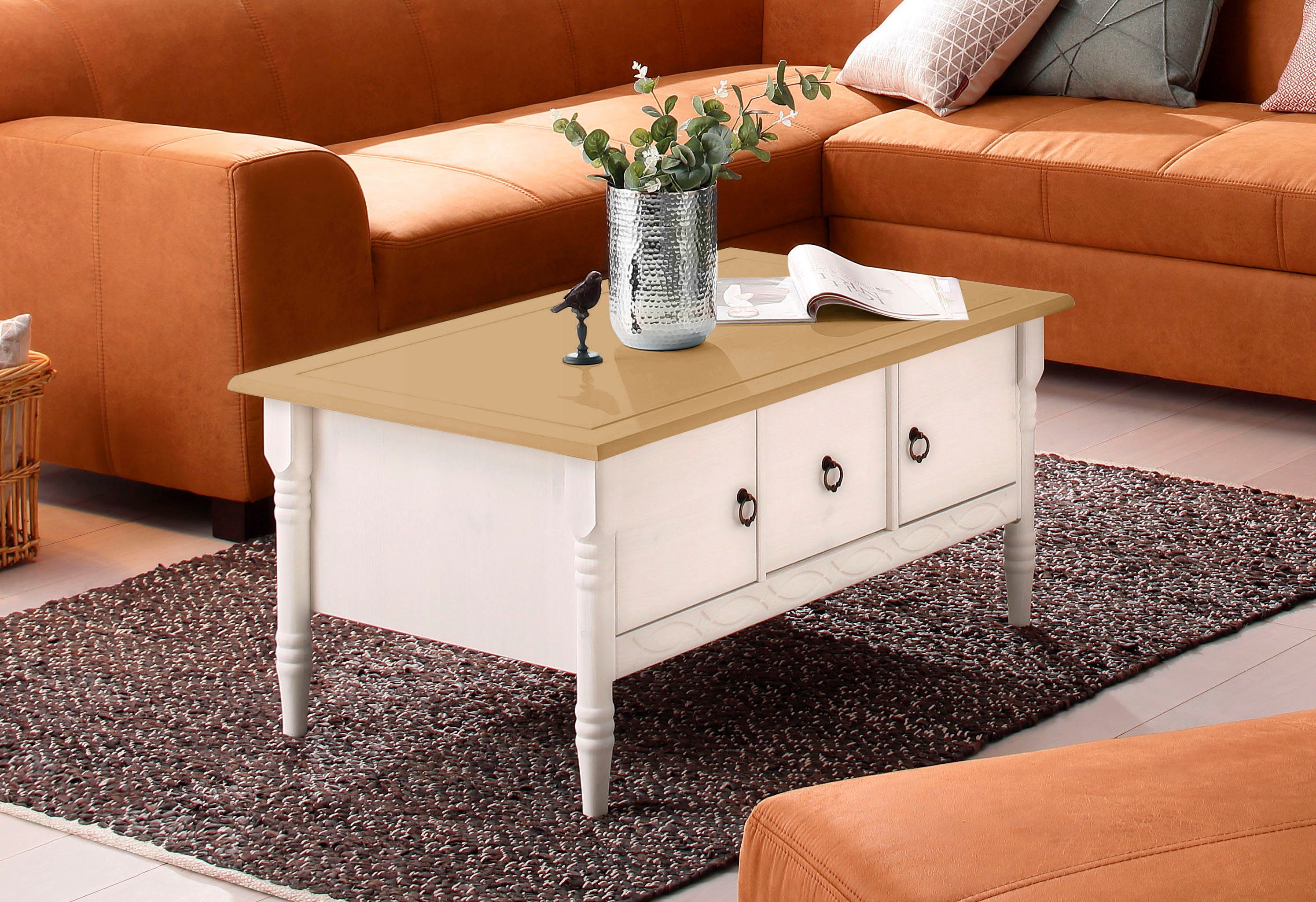 Home affaire Couchtisch Indra, aus massiver Kiefer, FSC®, mit Stauraum, dez günstig online kaufen