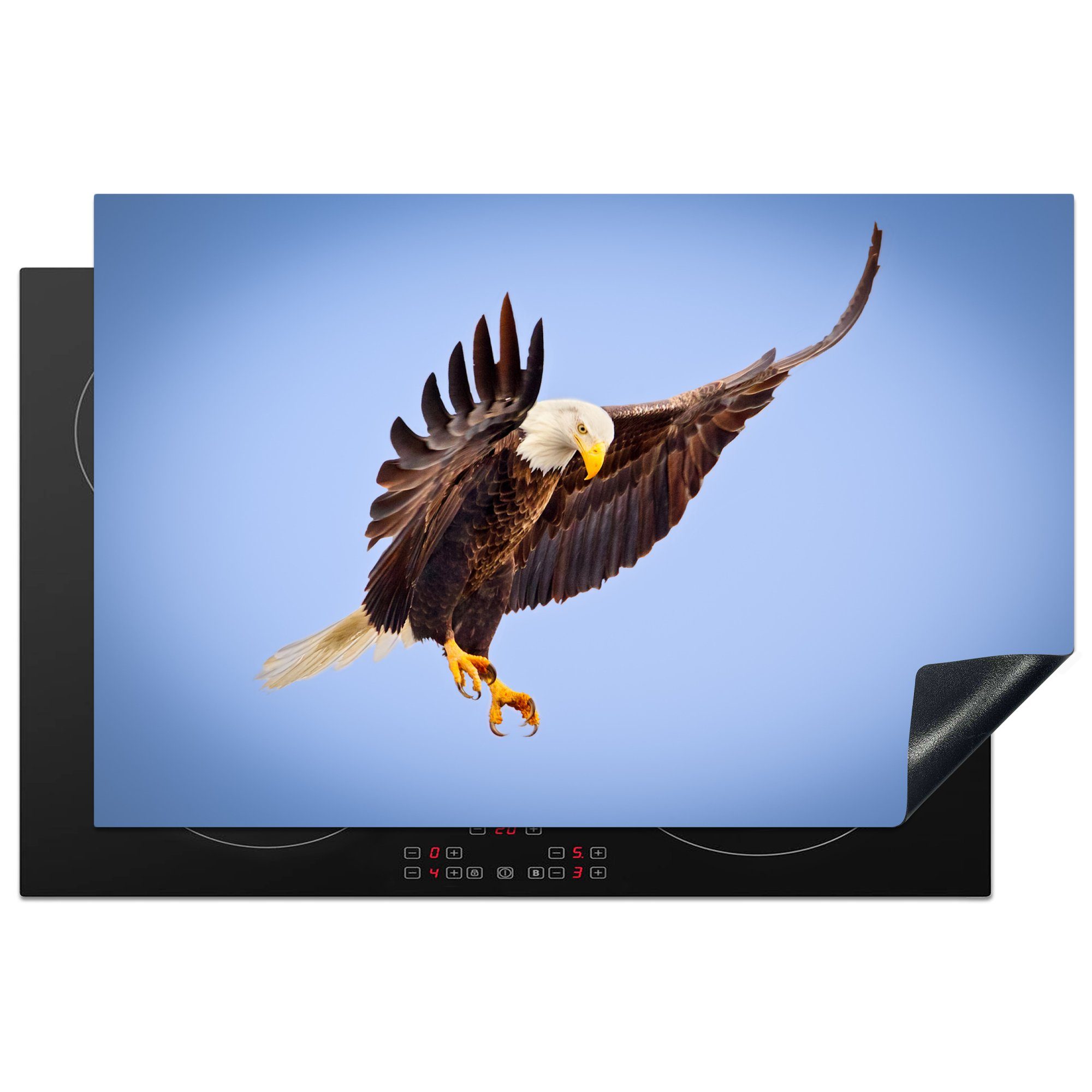 MuchoWow Herdblende-/Abdeckplatte Adler - Seeadler - Jagd - Vögel, Vinyl, (1 tlg), 81x52 cm, Induktionskochfeld Schutz für die küche, Ceranfeldabdeckung