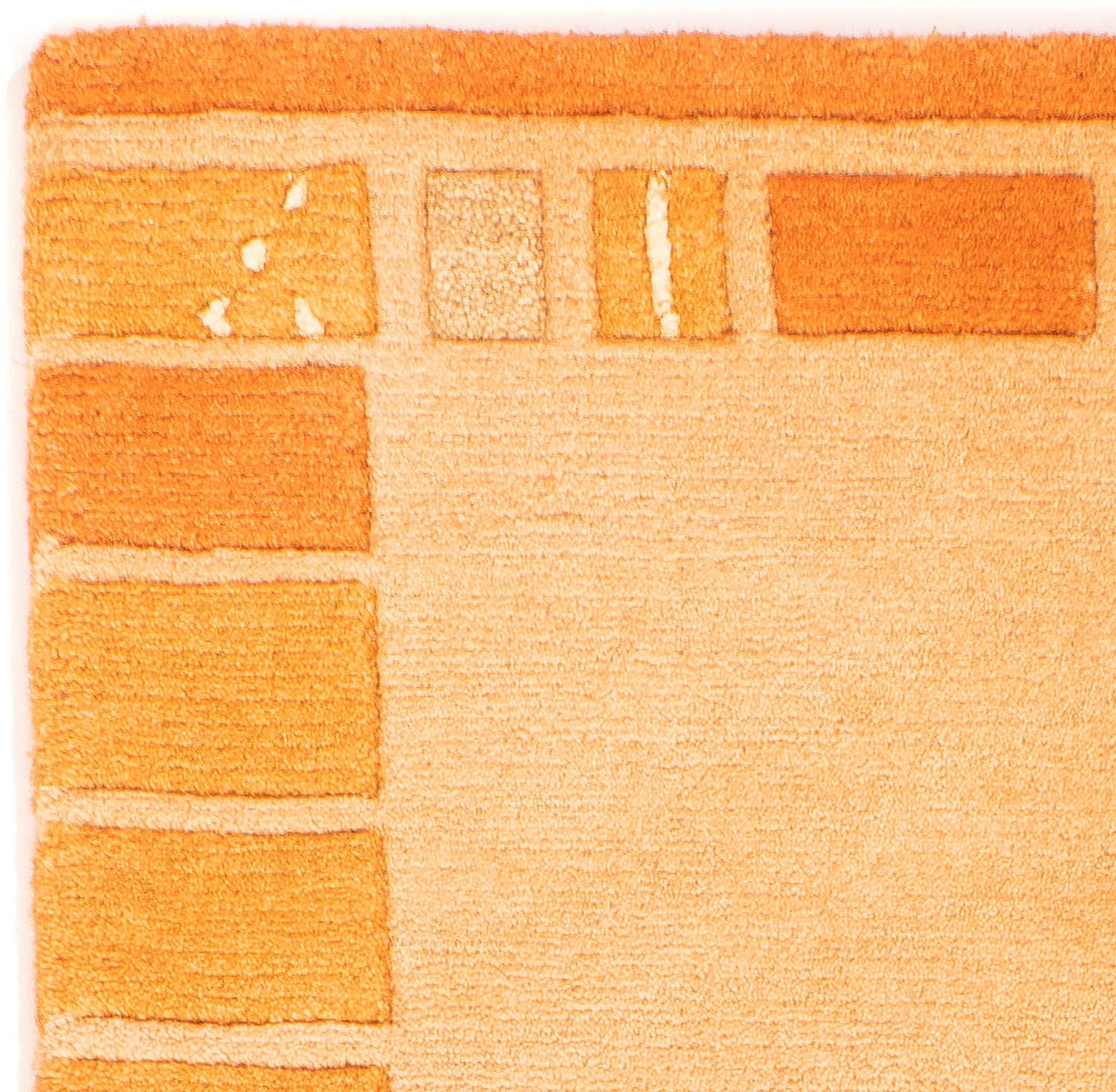 orange, Zertifikat 70 x mit - Höhe: mm, Wollteppich - Einzelstück morgenland, cm 18 Handgeknüpft, 140 Nepal rechteckig, Wohnzimmer,