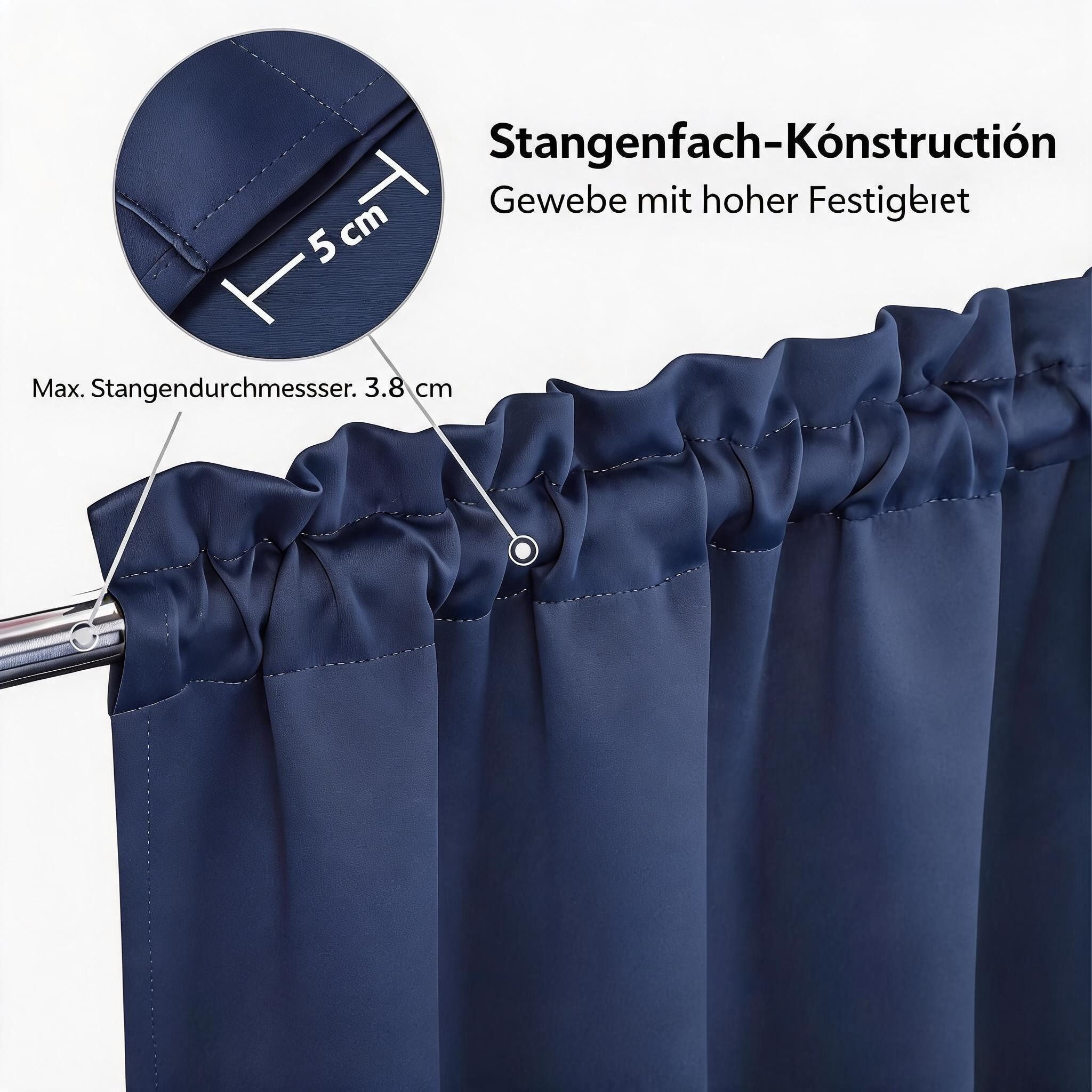 GarveeMore Gardine Verdunkelungsvorhang Scheibengardine Panneaux Kuvertstore, Thermoisolierende Verdunkelungsvorhänge für Küche und kleine Fenster – Bild 3 von 5
