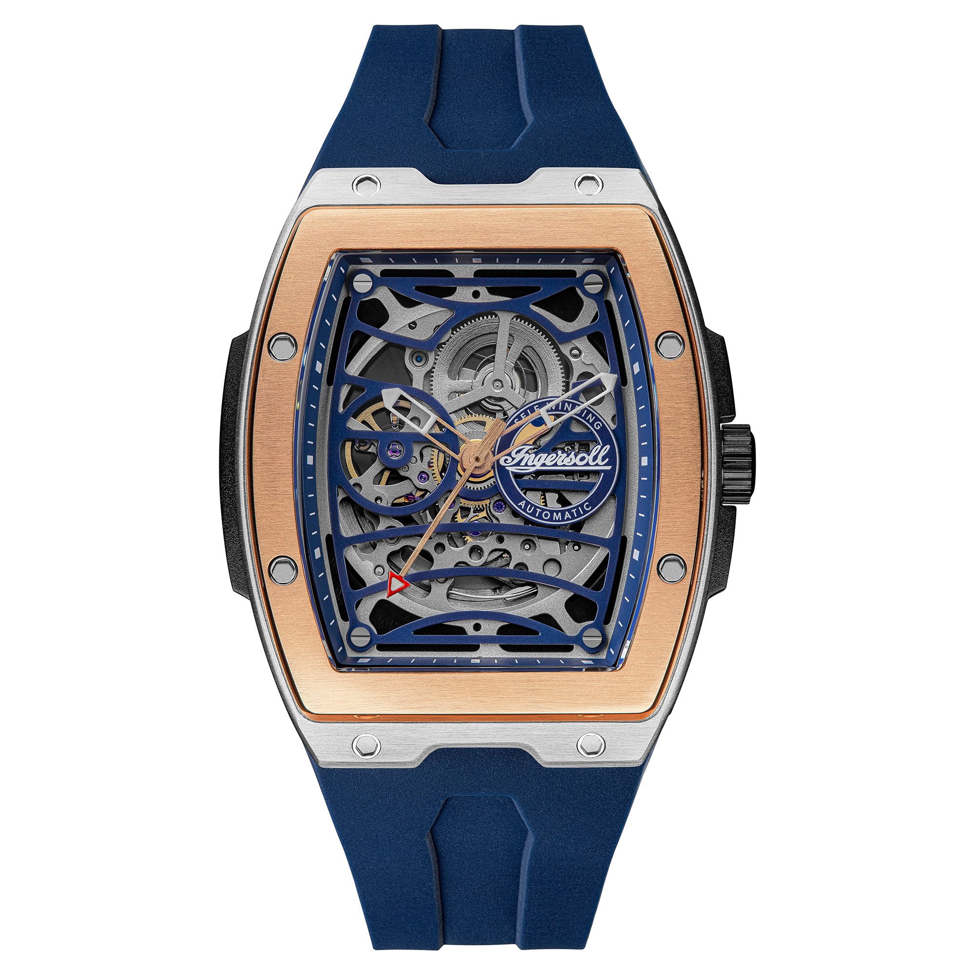 Ingersoll Automatikuhr The Challenger I12304, Armbanduhr, Herrenuhr, Mechanische Uhr, Silikonarmband, analog