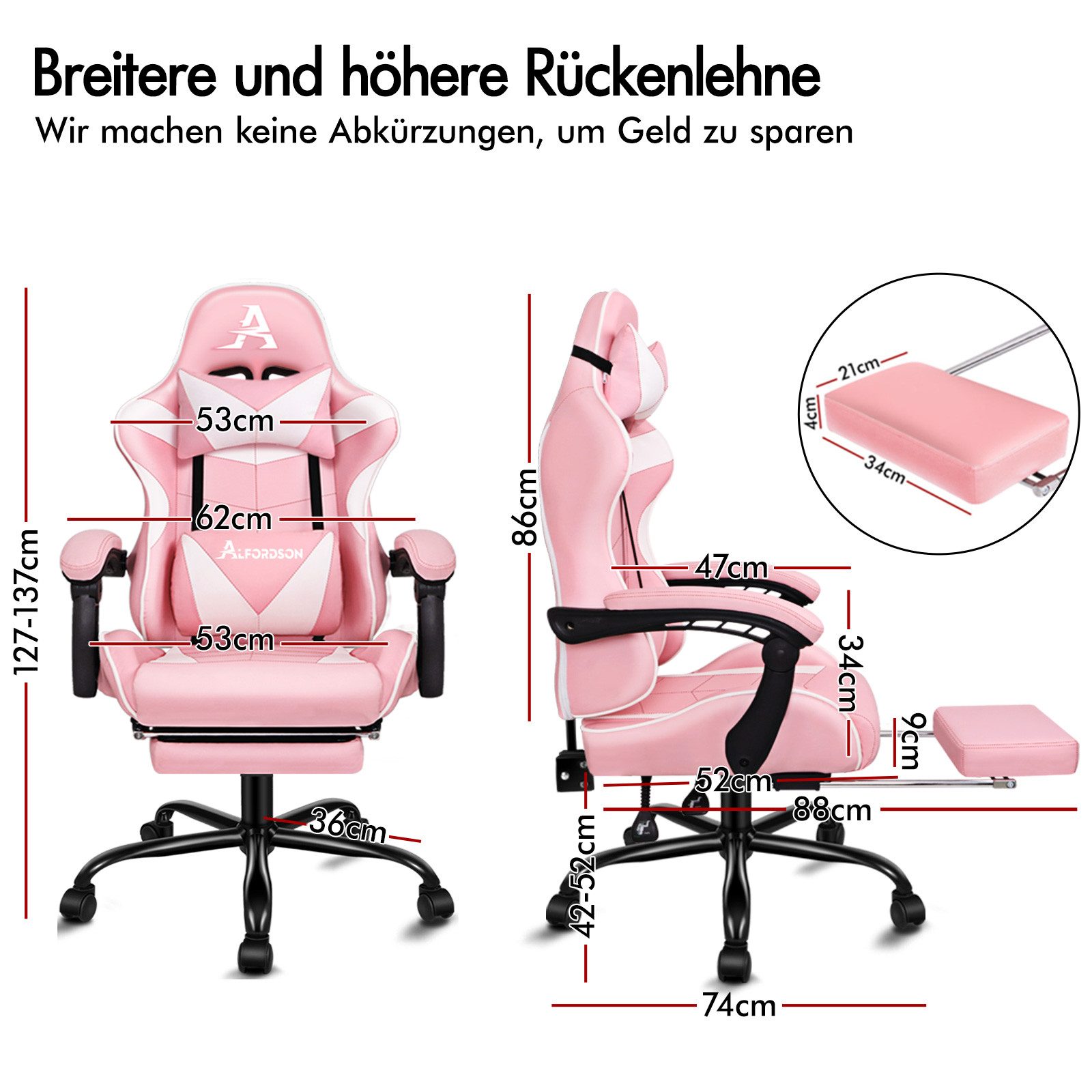 ALFORDSON Gaming-Stuhl Ergonomischer Racing Gaming-Bürostuhl, neigbar günstig online kaufen