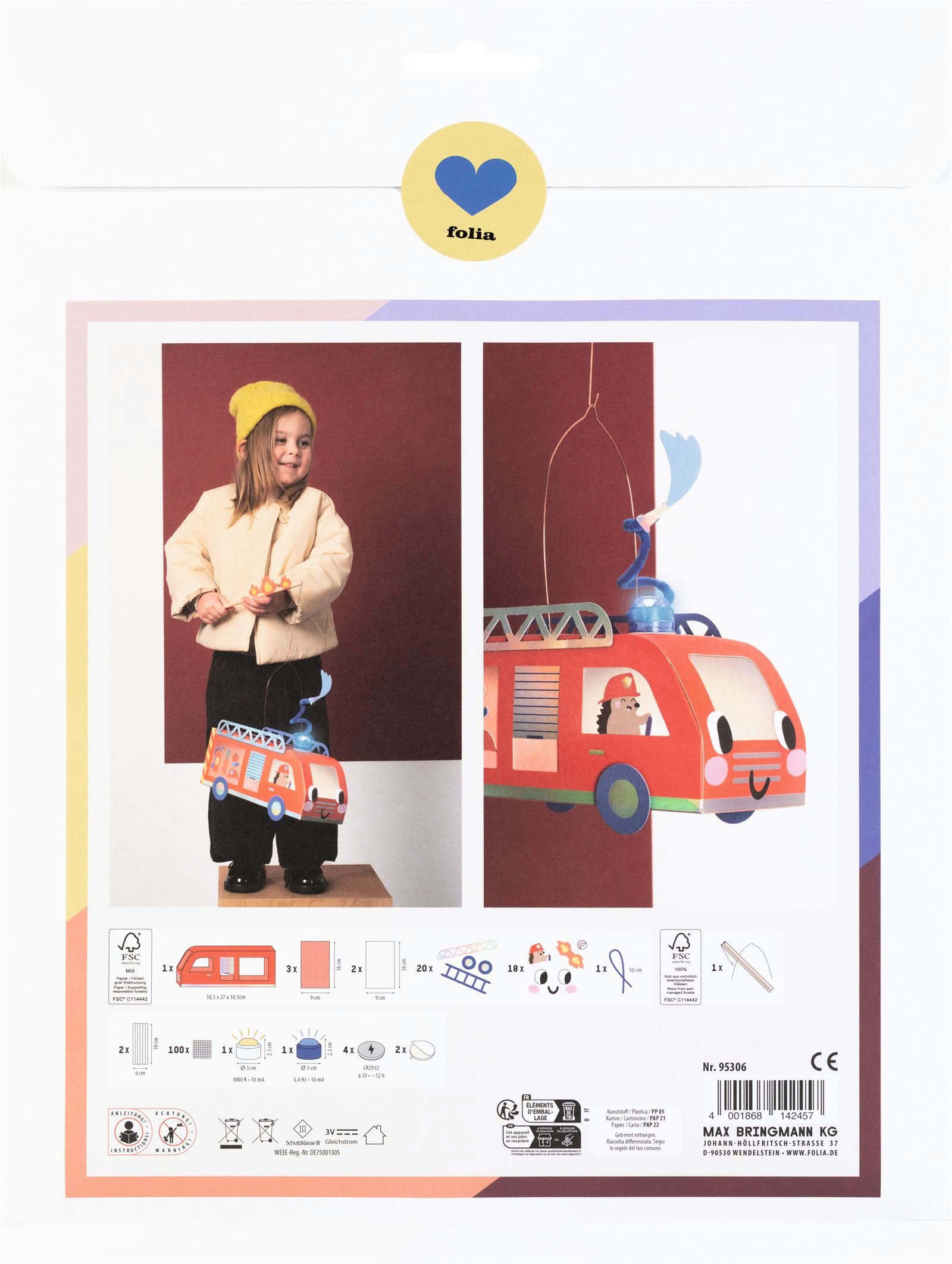 Folia Max Bringmann KG Papierlaterne DIY Laterne - Bastelset mit 2 LED-Lichtern