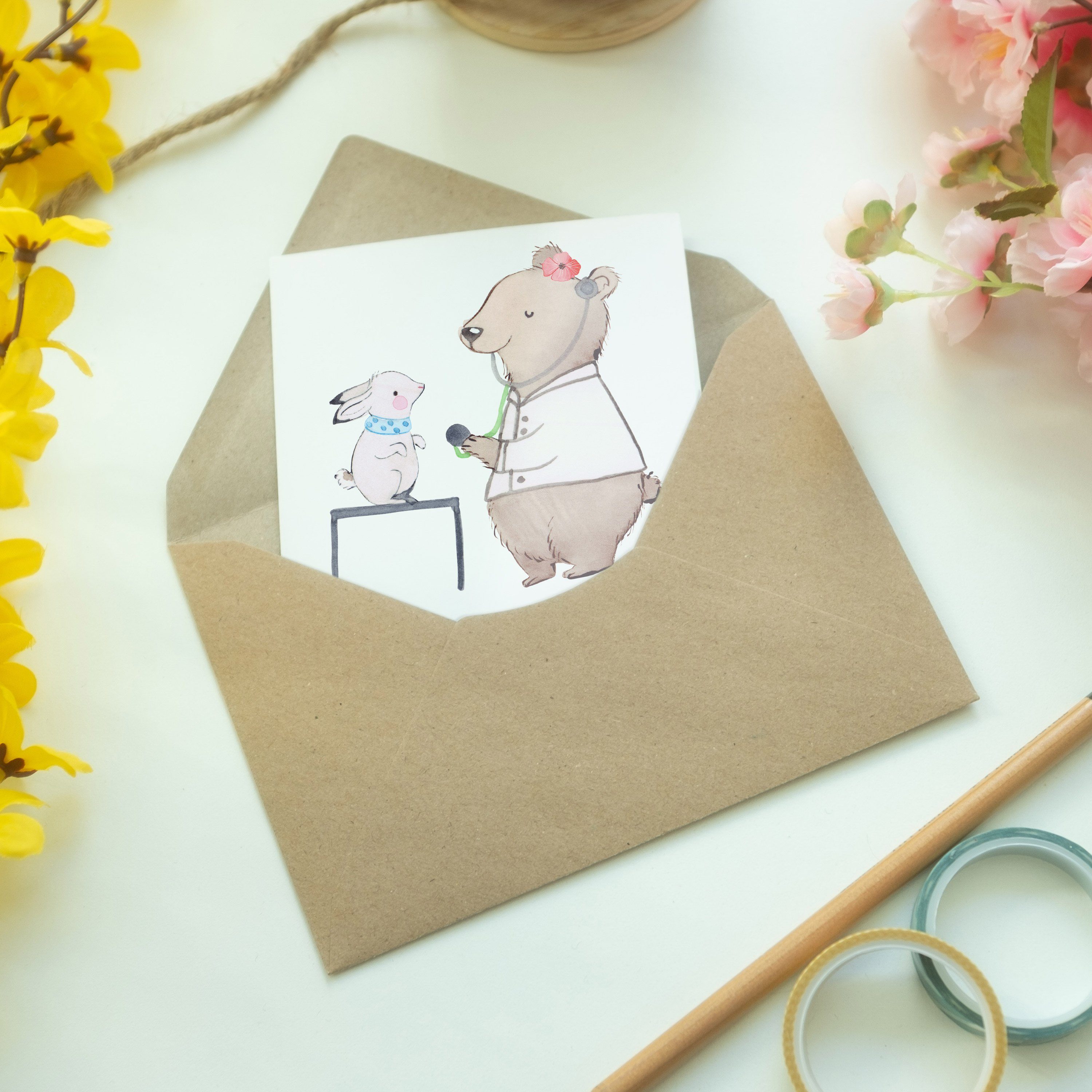 Mr. & Mrs. Panda mit Grußkarte - Hochzeitskarte, Herz Klapp Weiß - Tierheilpraktikerin Geschenk