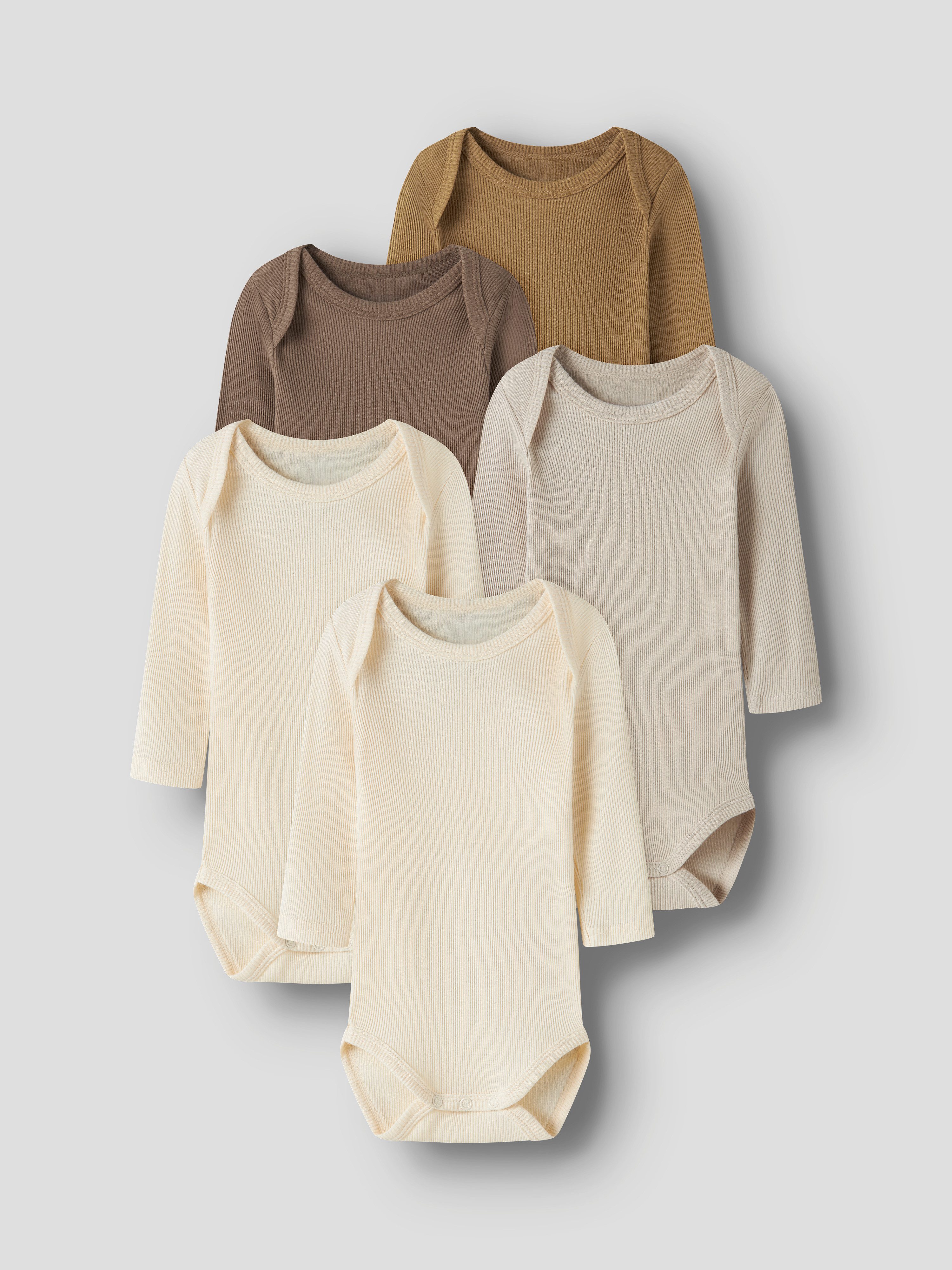 Name It Langarmbody NBNBODY für Mädchen und Jungen mit Rippstruktur und Komfort (Packung, 5-tlg) unifarben, casual, regular fit, Baumwolle, Rundhals