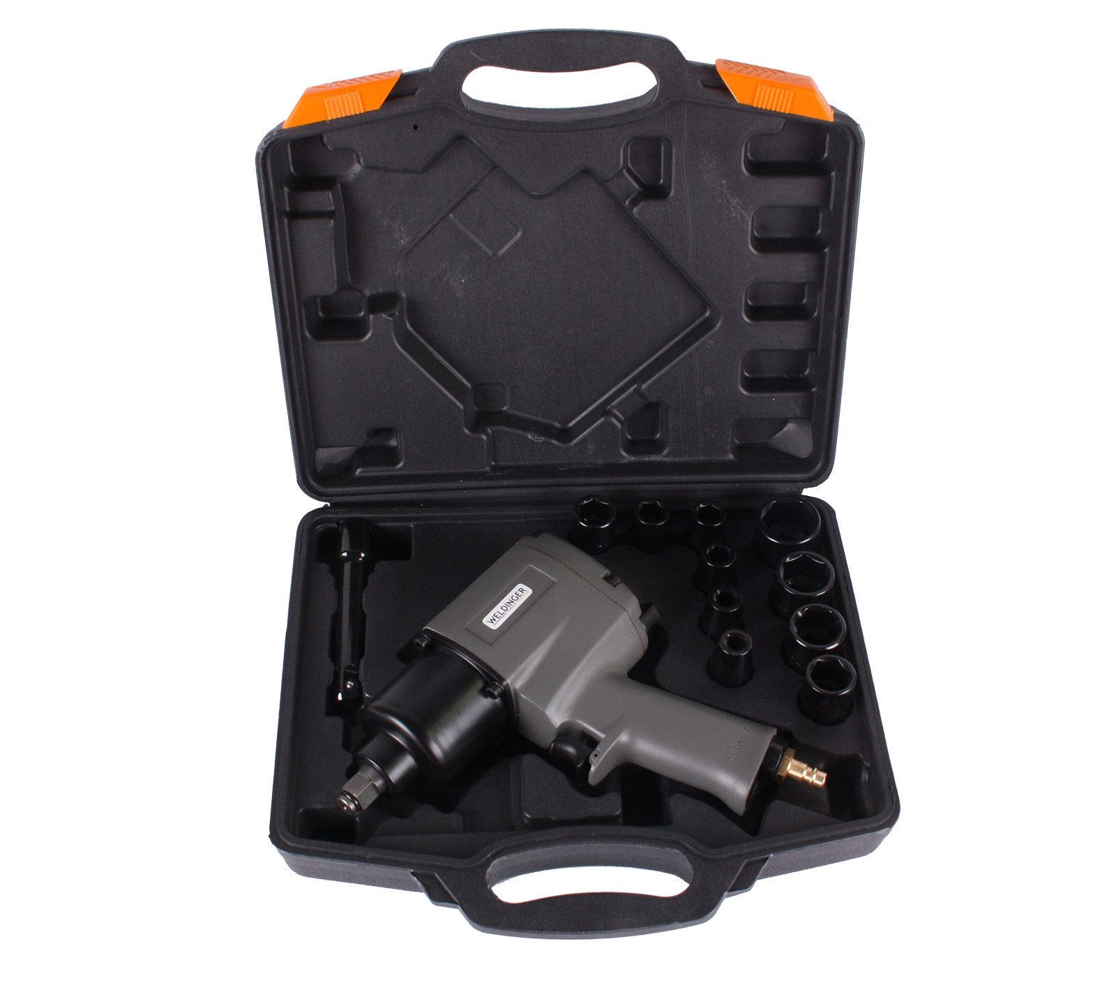 WELDINGER Druckluft-Schlagschrauber Profi Druckluft-Schlagschrauber-Set 200-750 Nm Koffer 10 Schlagnüsse, 6800 U/min, 750 Nm, (Profi)