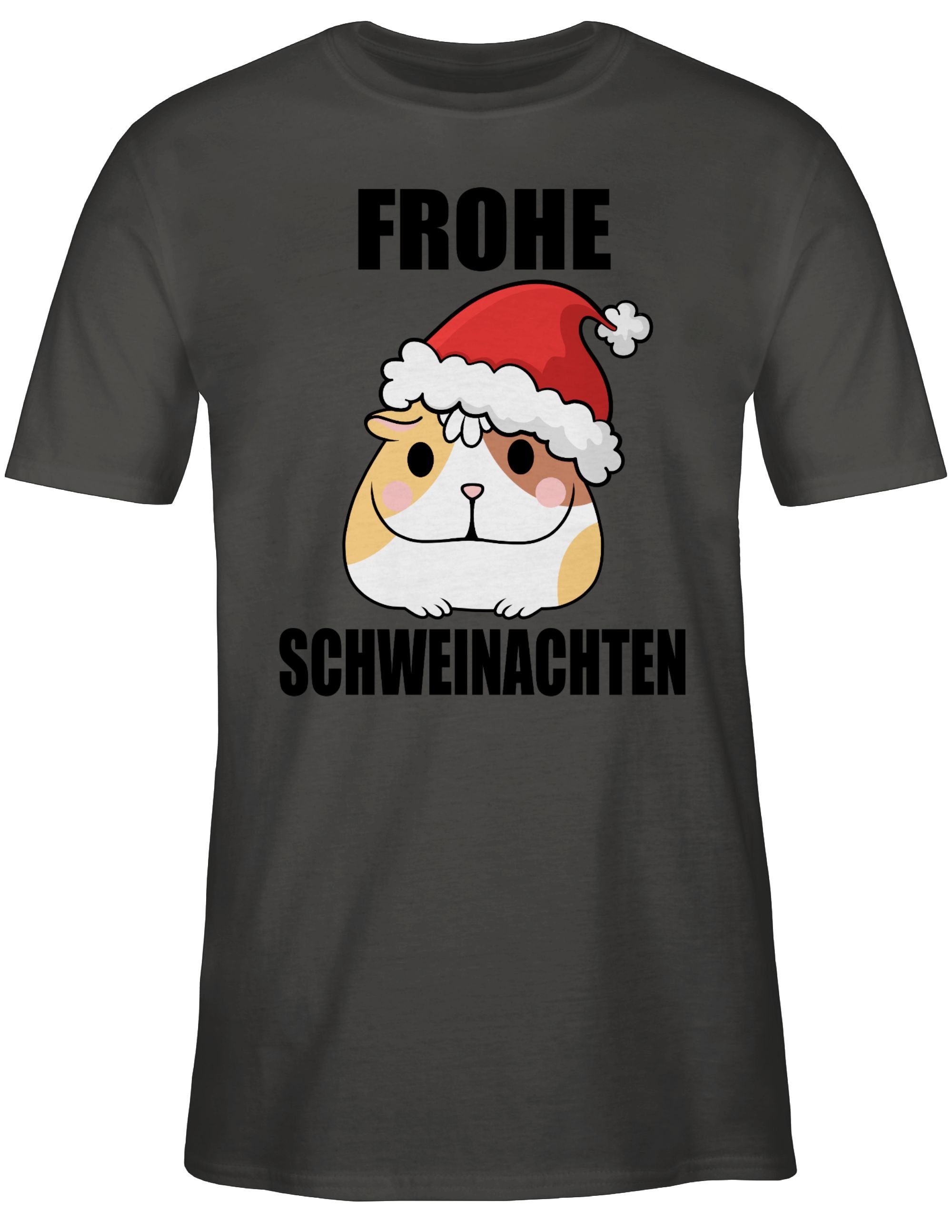 T-Shirt mit Shirtracer Frohe 3 Dunkelgrau Schweinachten Meerschweinchen Kleidung Weihachten
