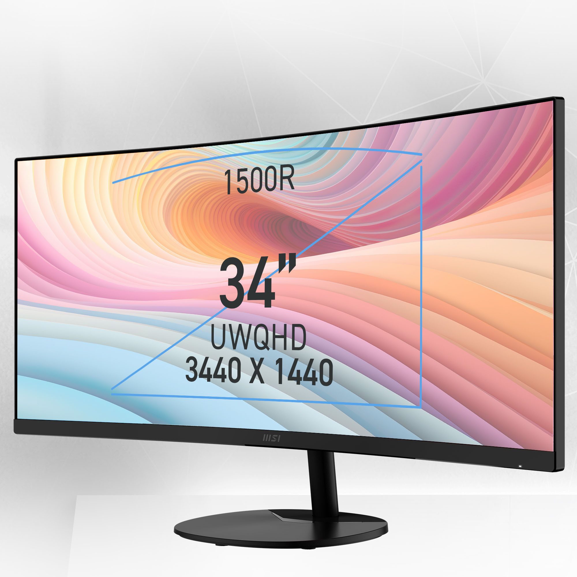 MSI PRO MP341CQ E12 LCD-Monitor (86,4 cm/34 ", 3440 x 1440 px, UWQHD, 1 ms Reaktionszeit, 120 Hz, VA LCD, neigbar, 3 Jahre Herstellergarantie) – Bild 3 von 5
